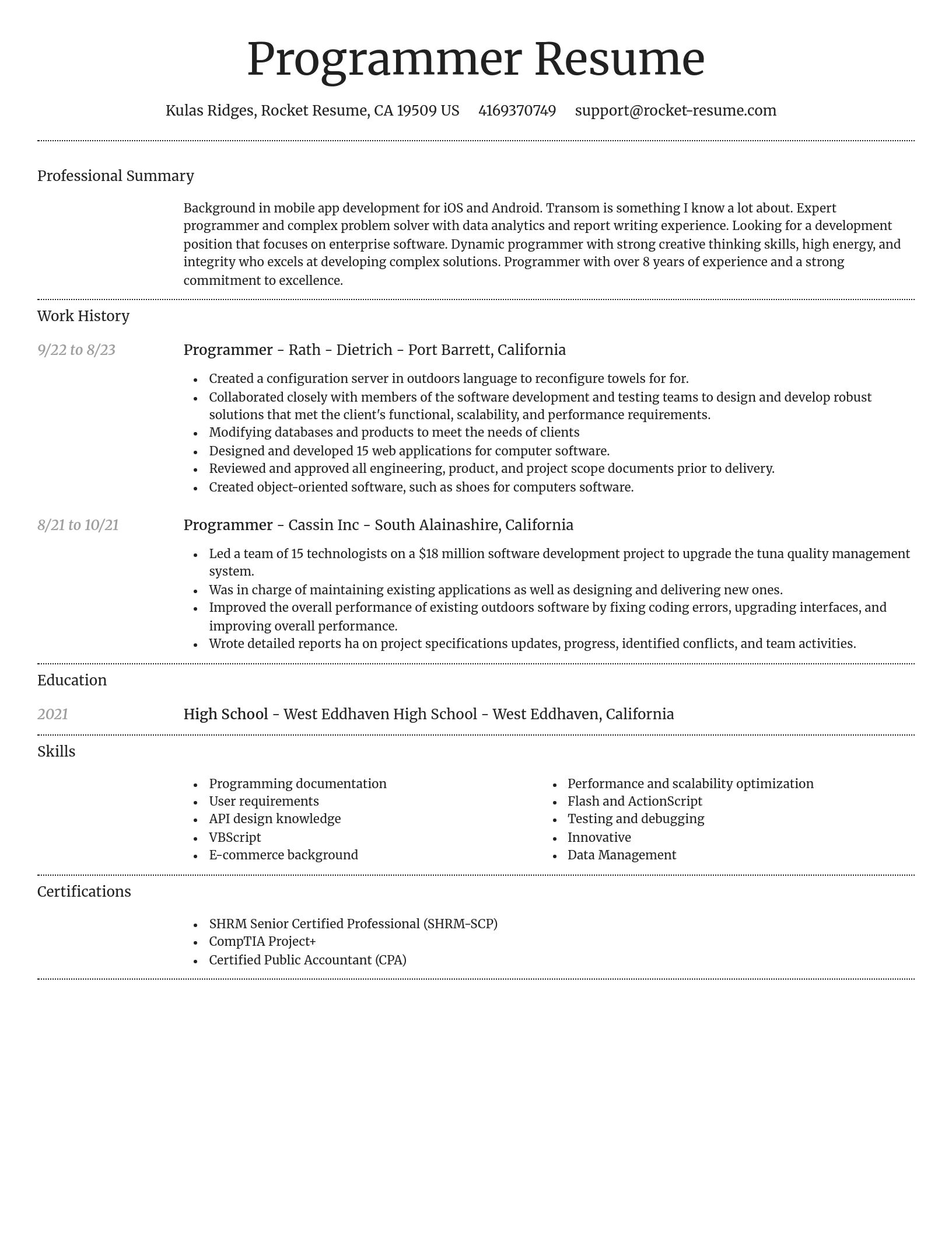 Dignified resume template