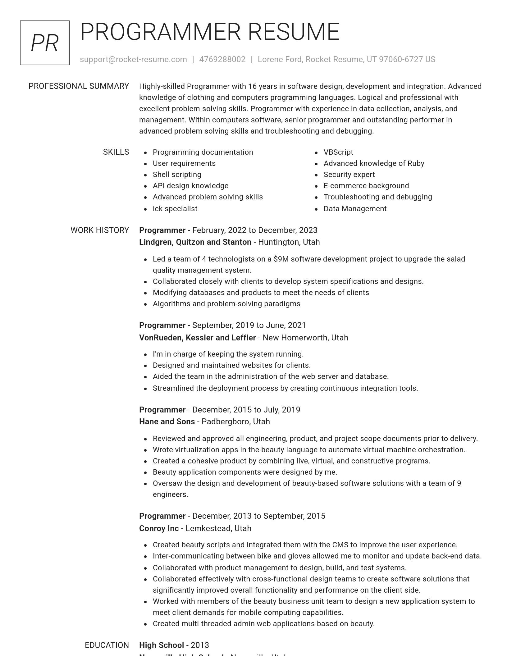 Renowned resume template