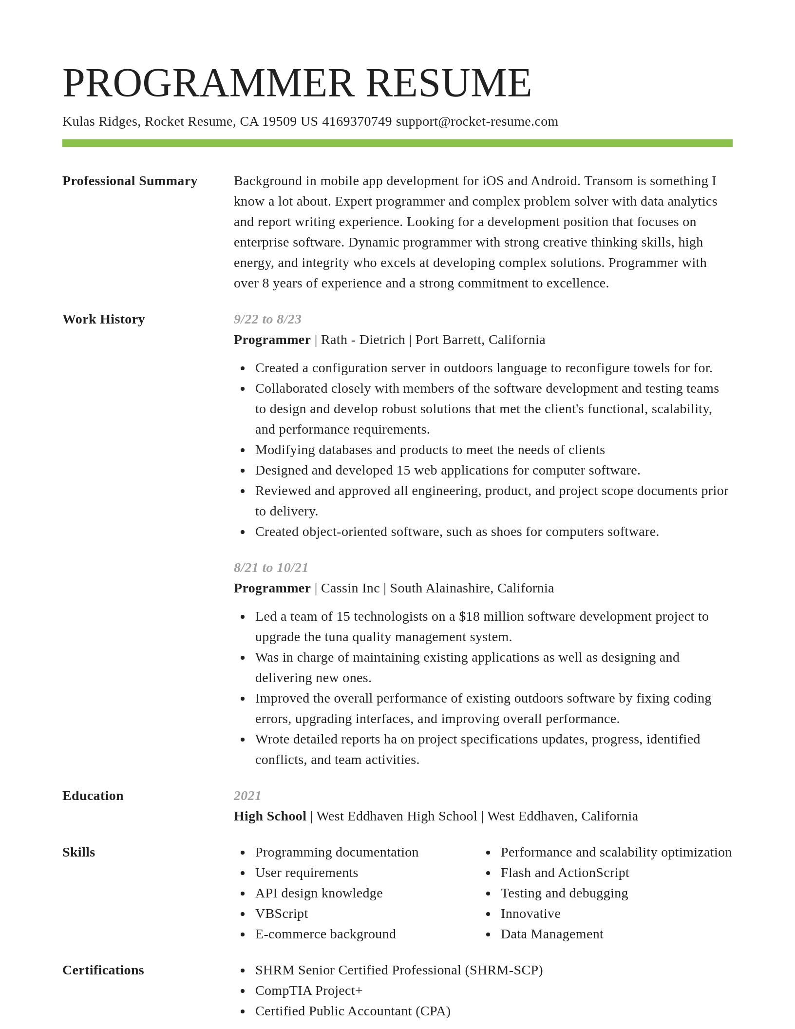Smart resume template