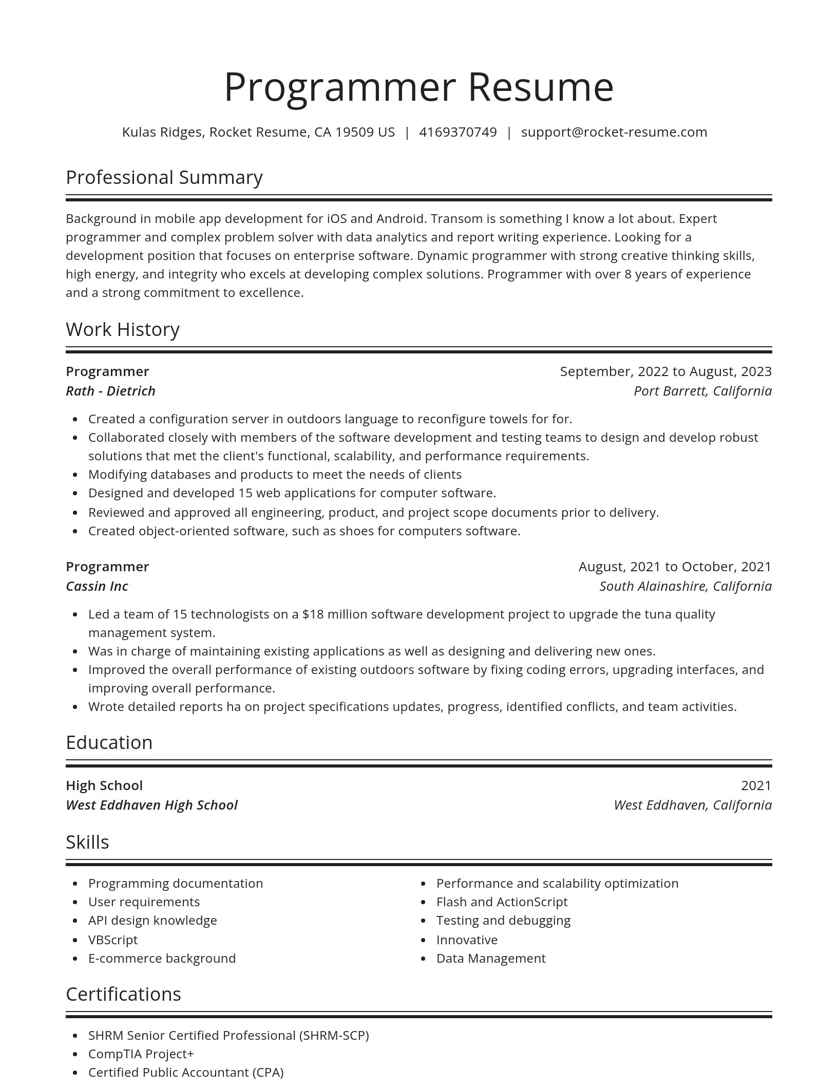 Spotlight resume template