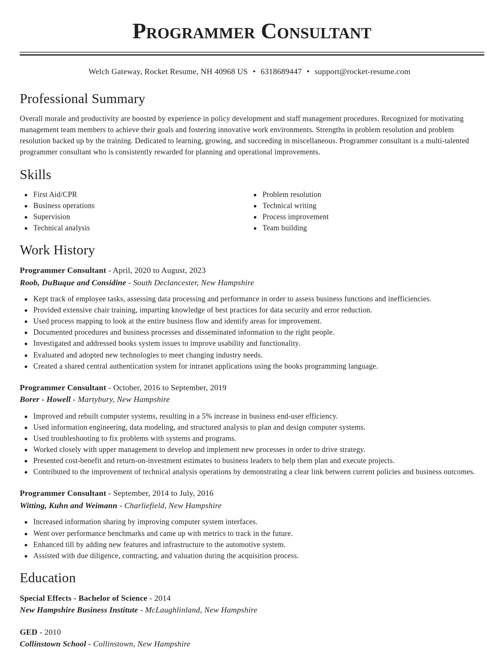 Classic resume template