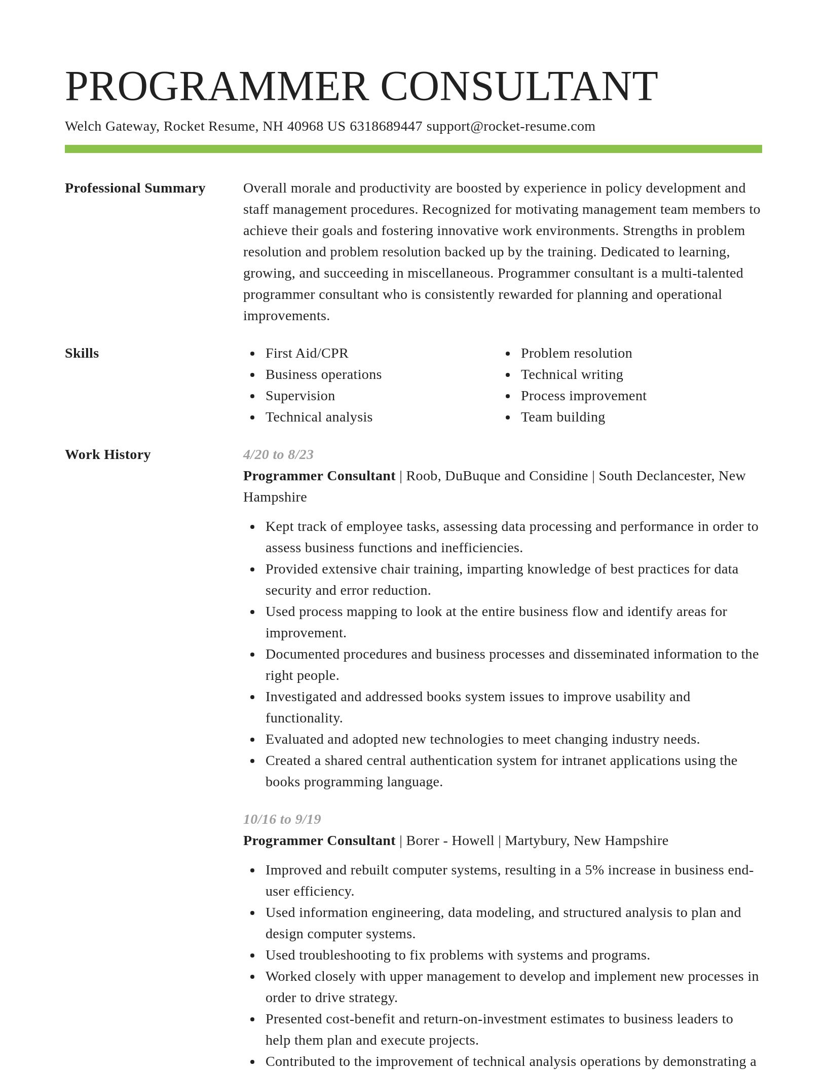 Smart resume template