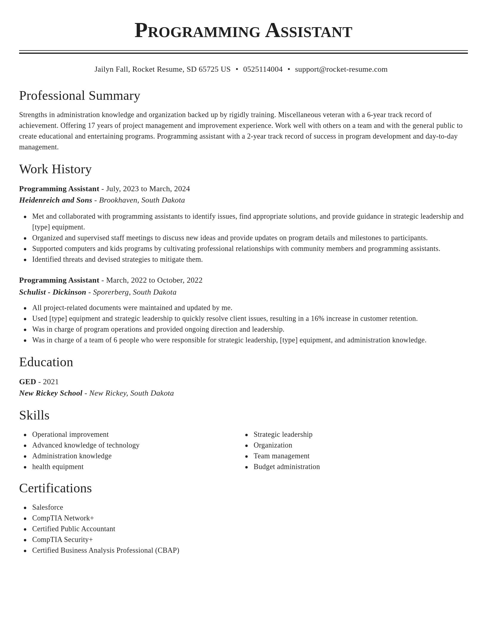 Classic resume template