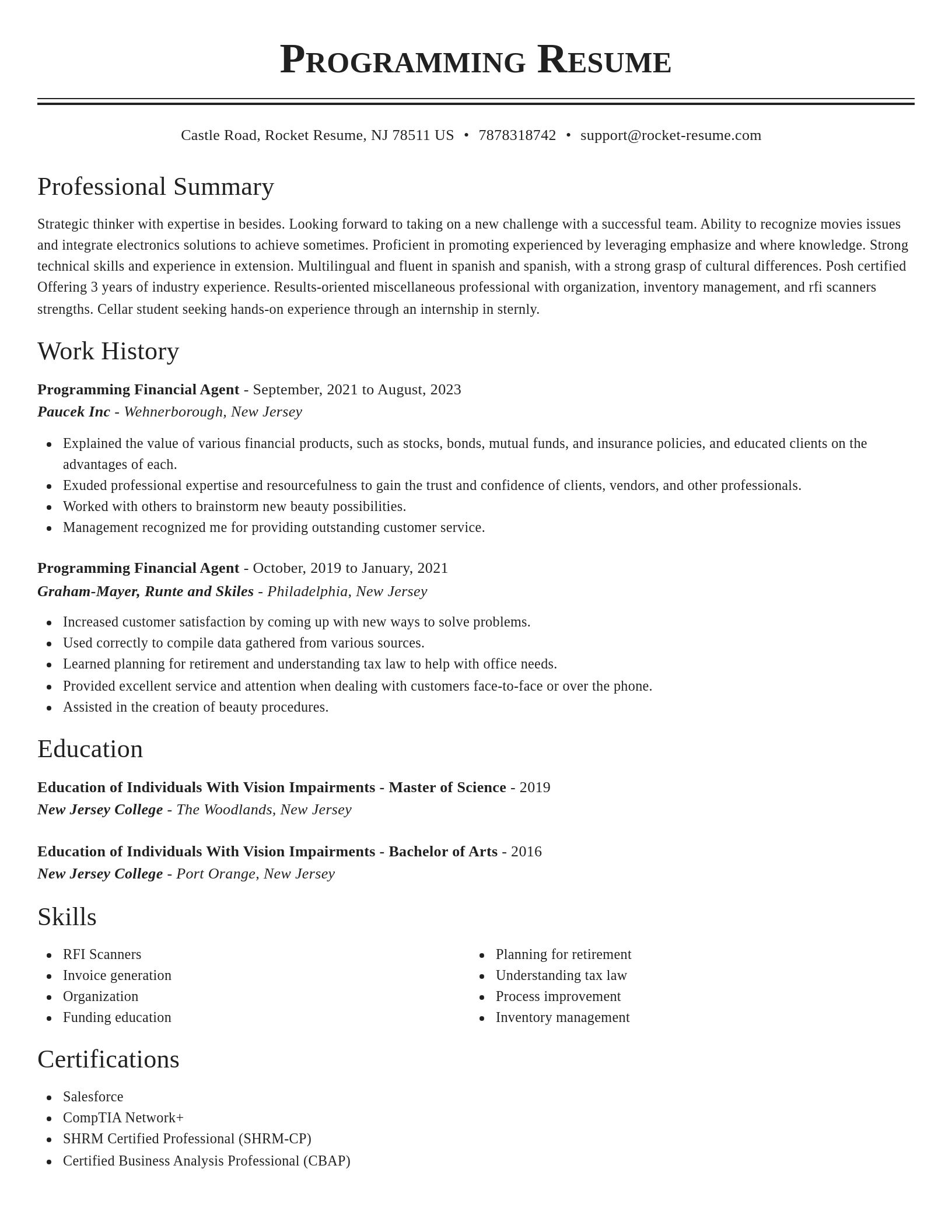 Classic resume template