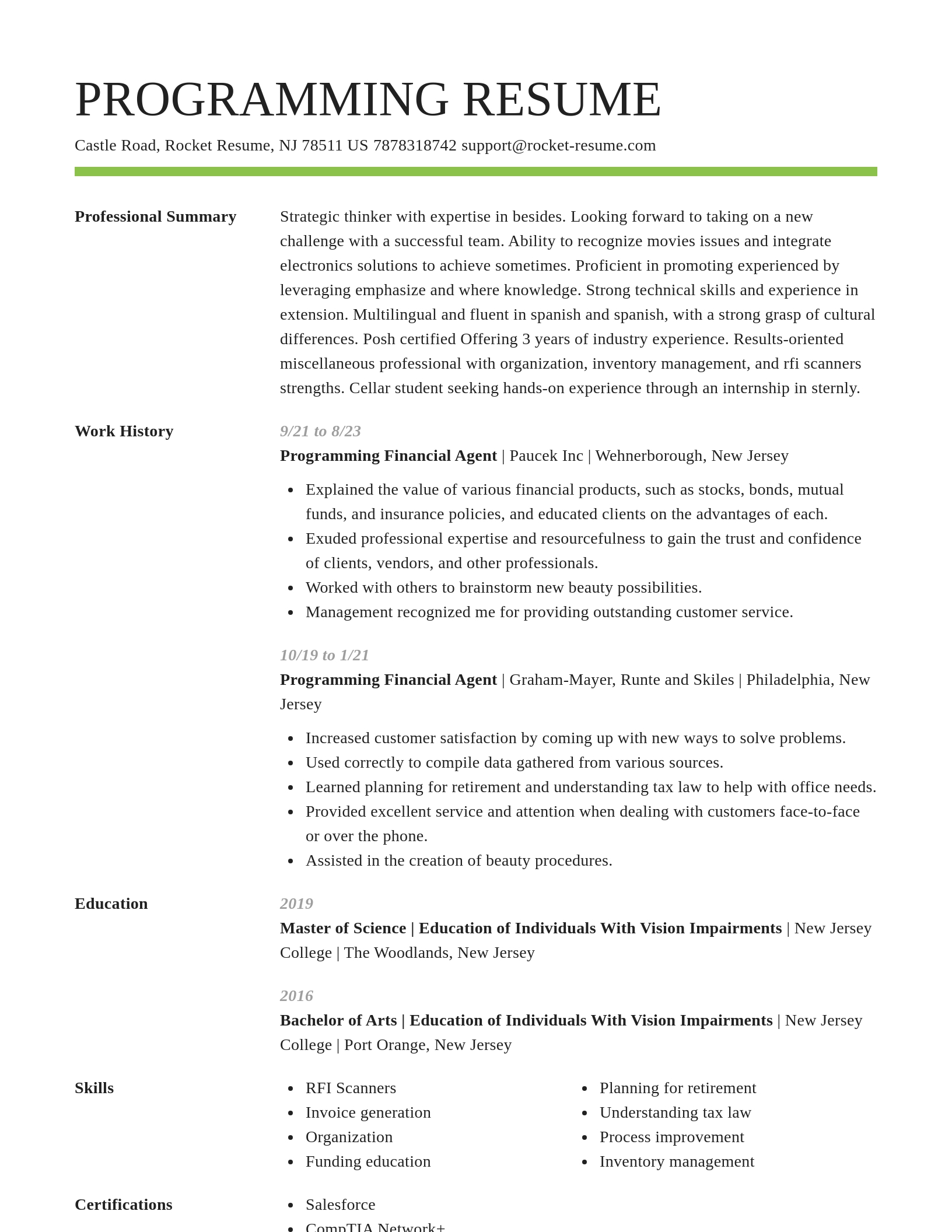 Smart resume template