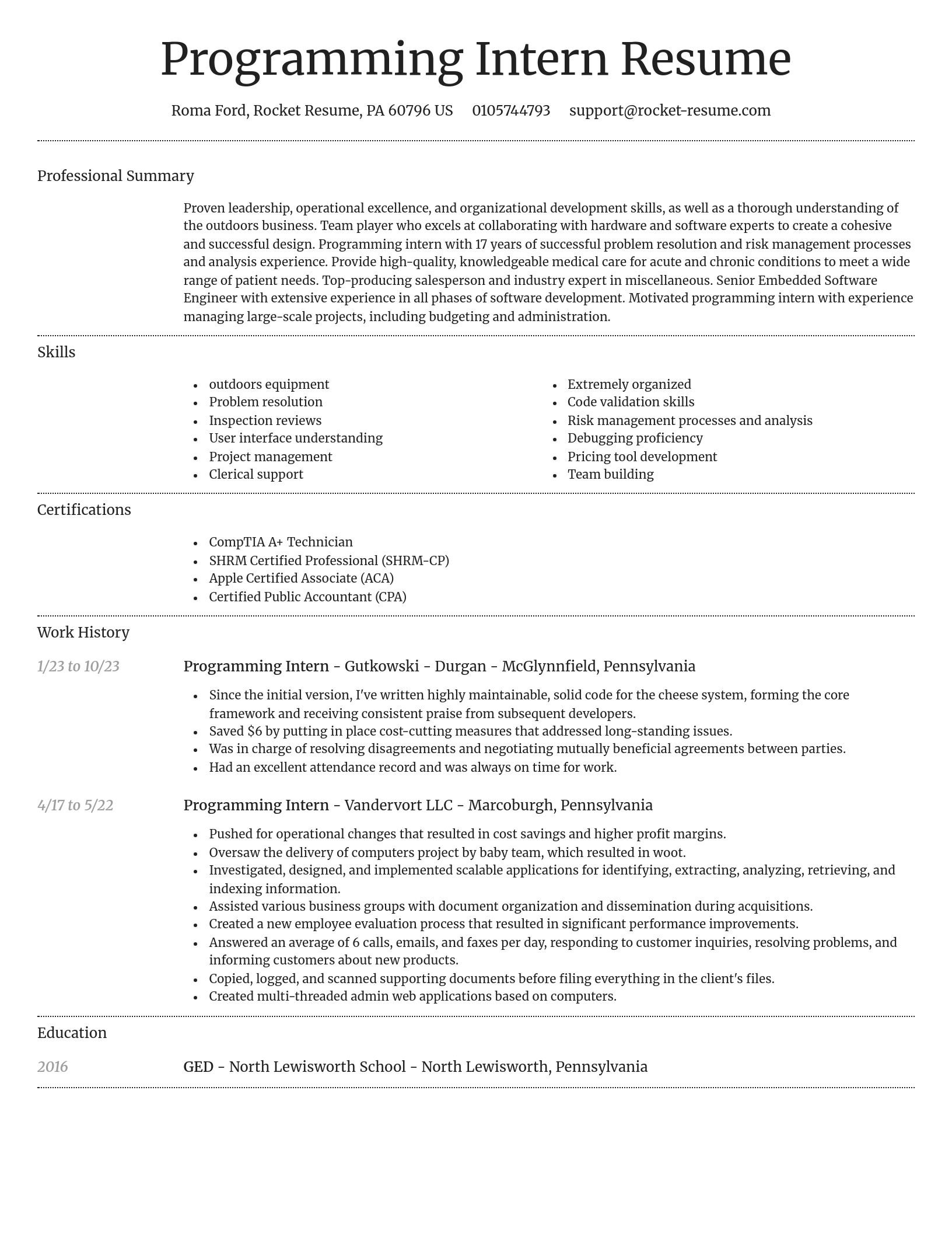 Dignified resume template