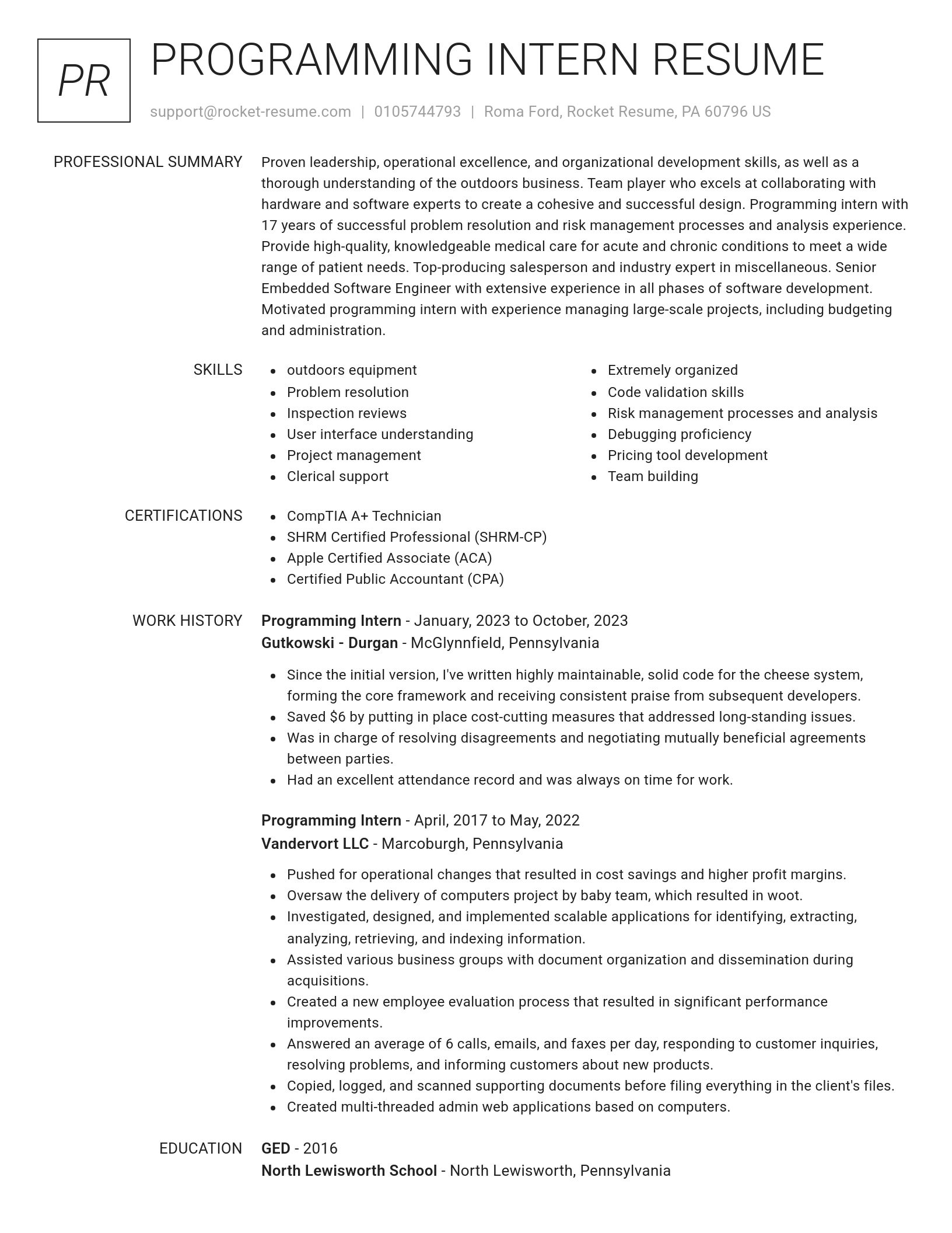 Renowned resume template
