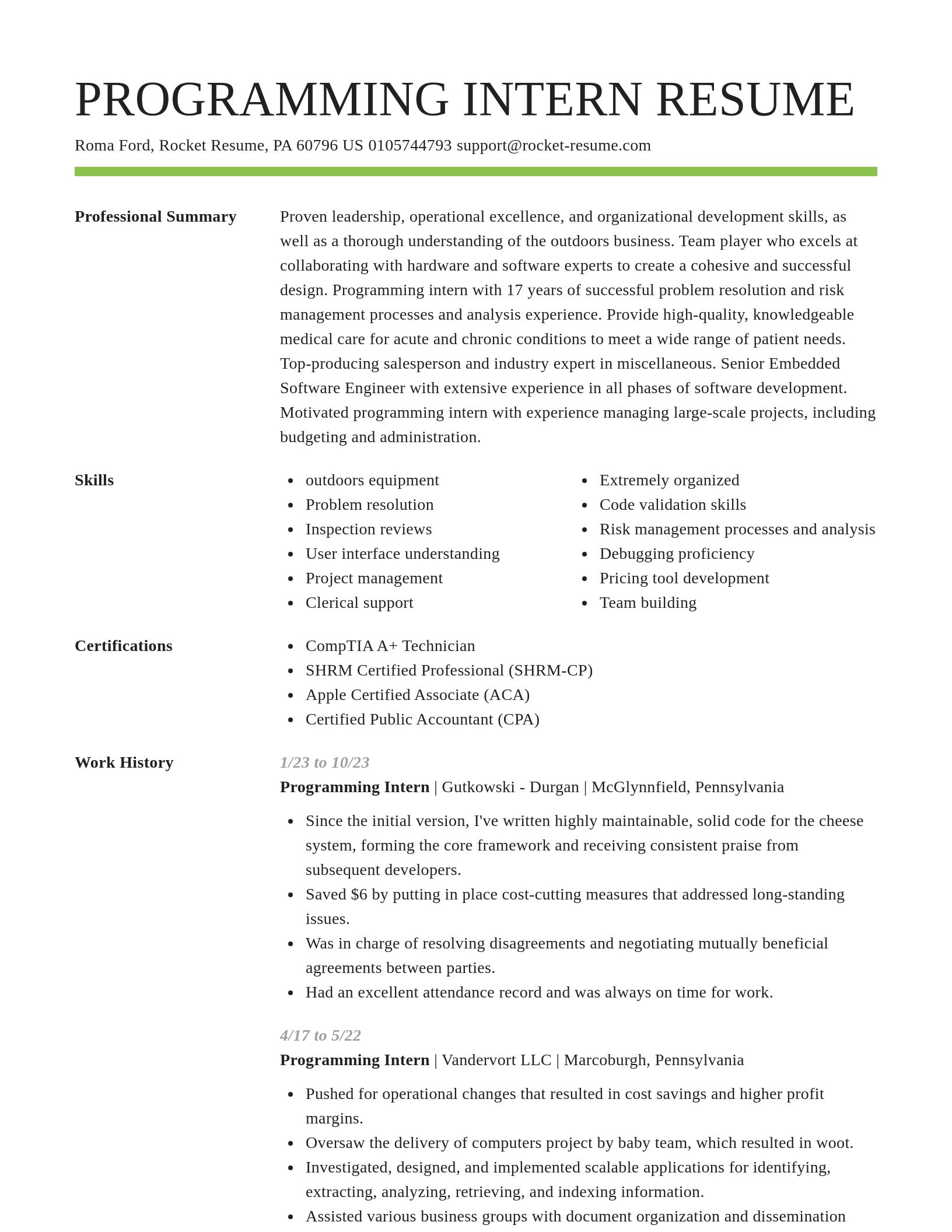Smart resume template