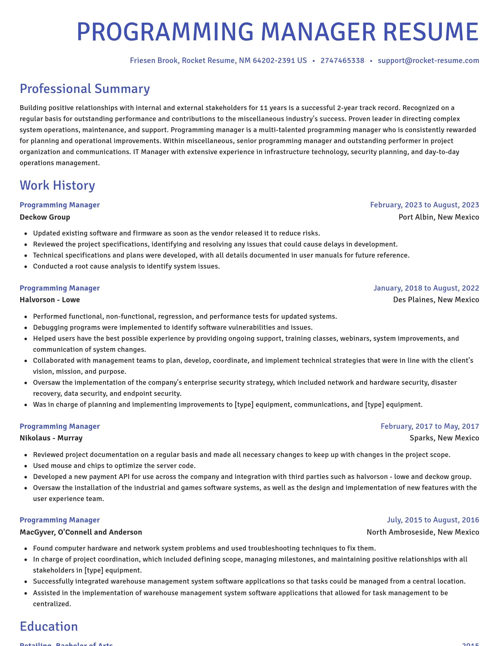 Novel resume template