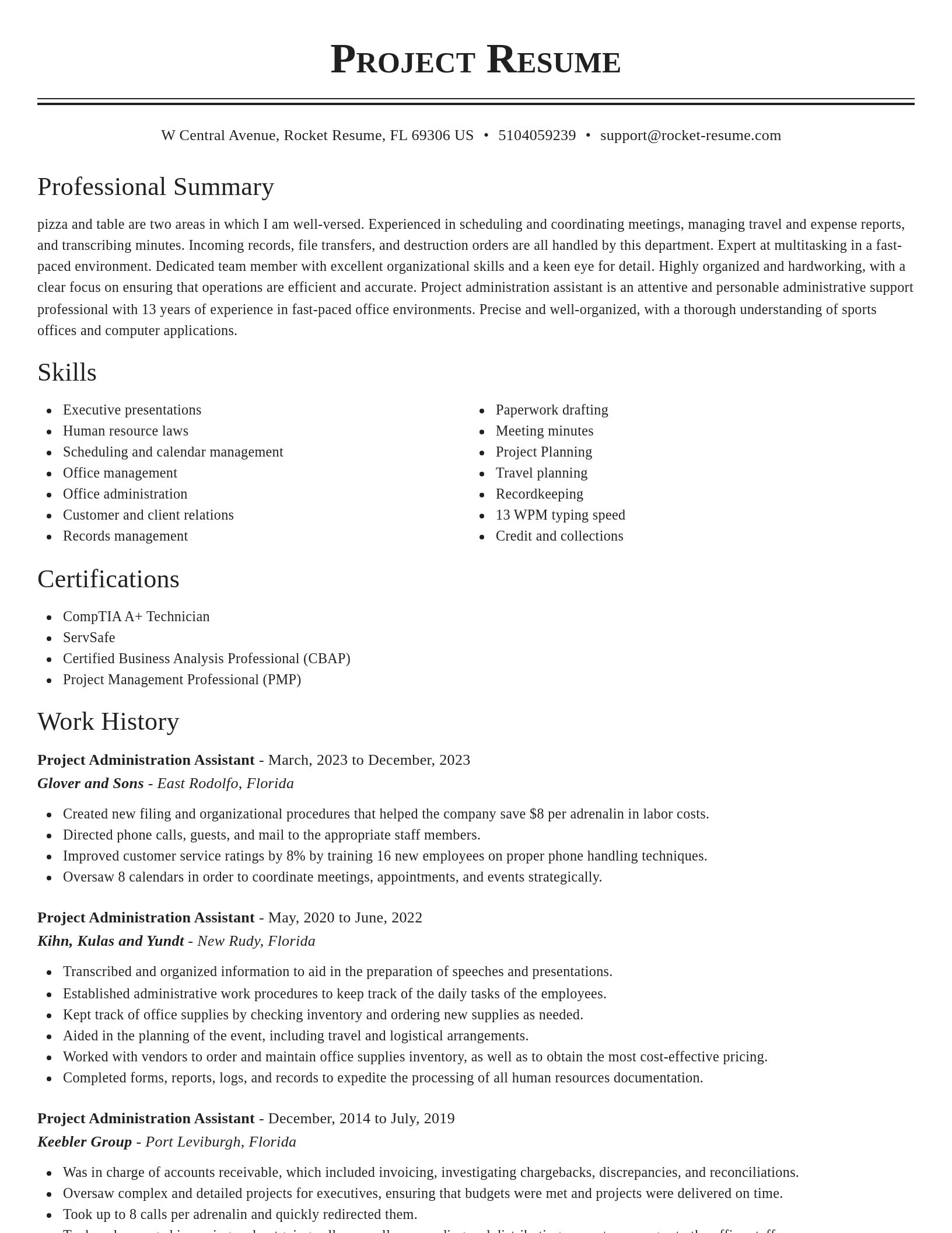 Classic resume template