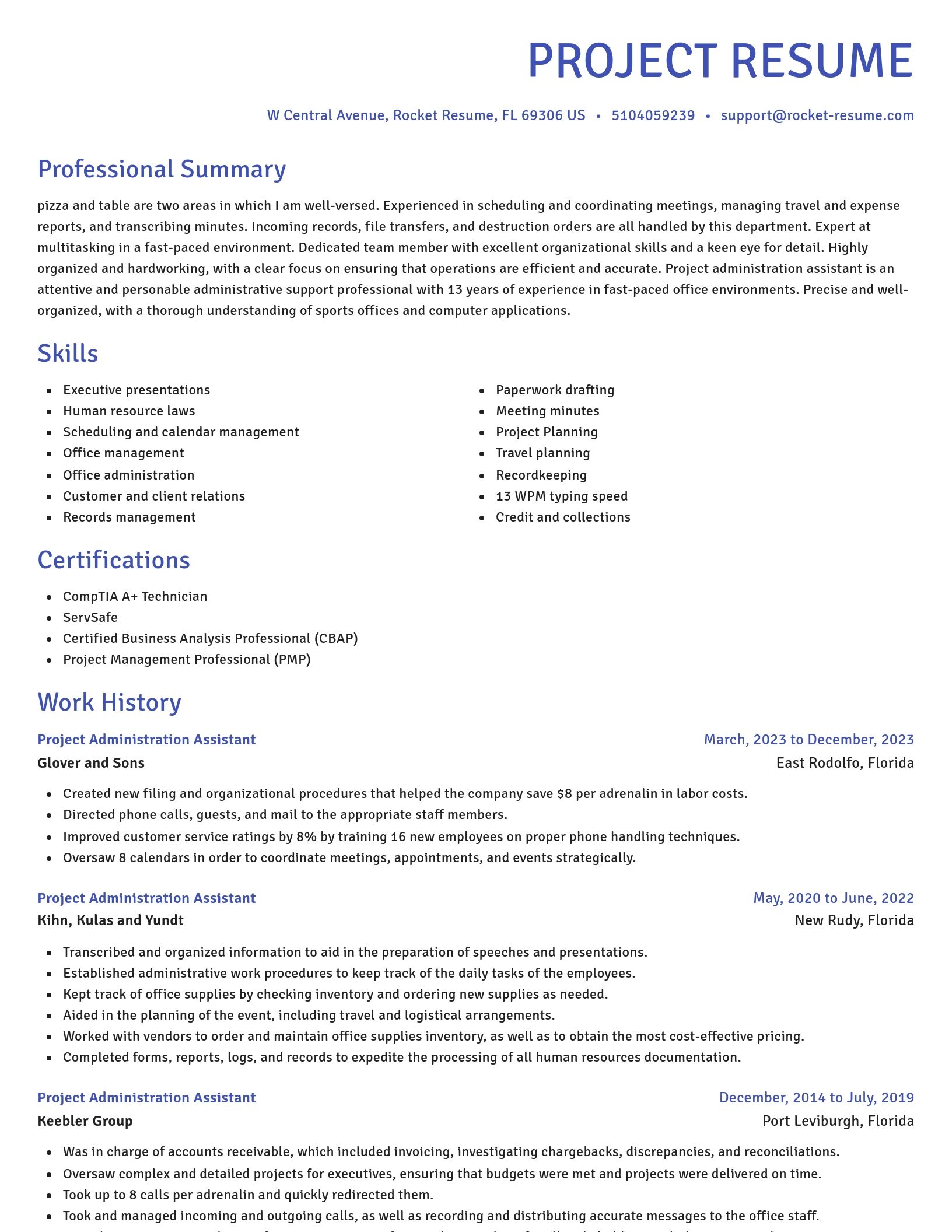 Novel resume template