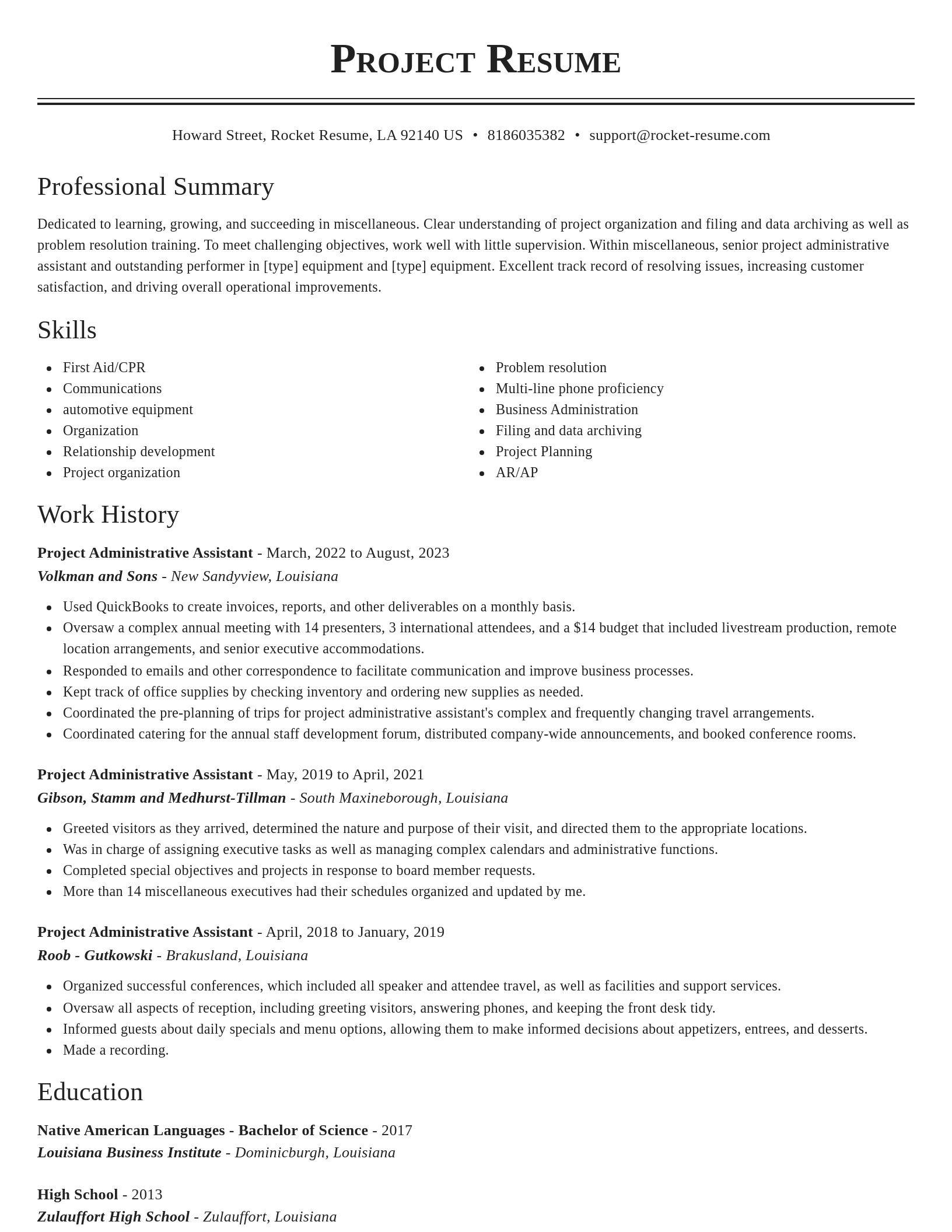 Classic resume template
