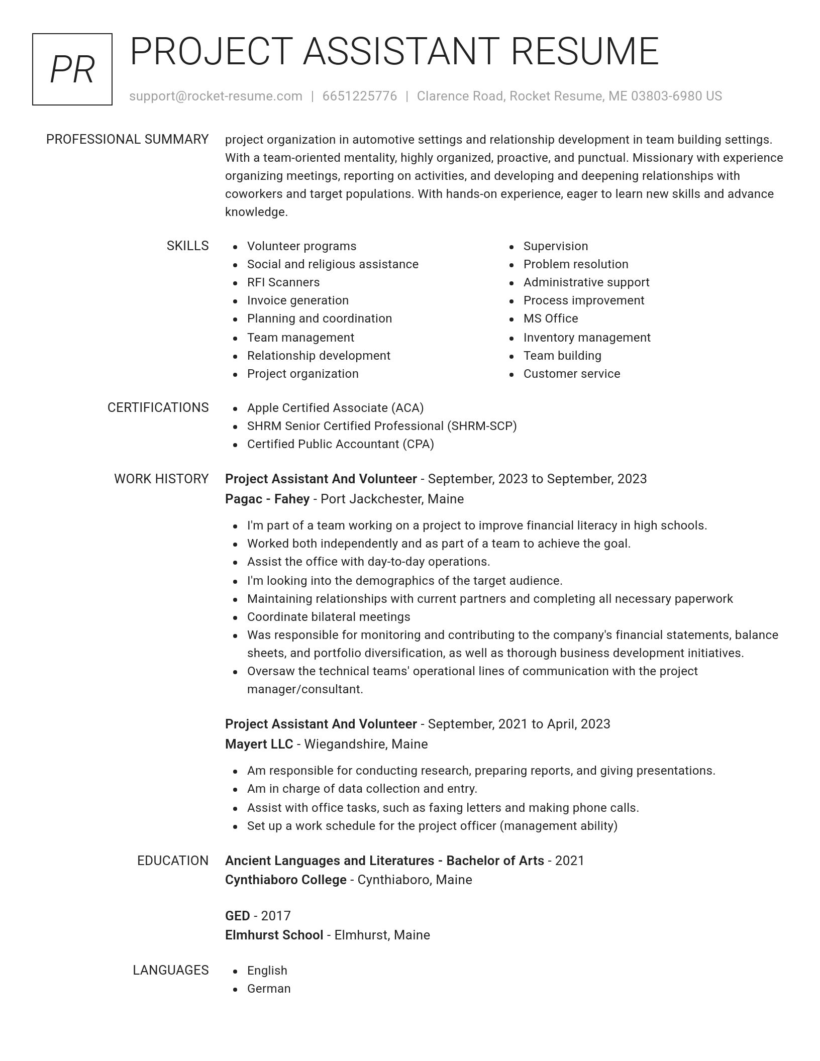 Renowned resume template