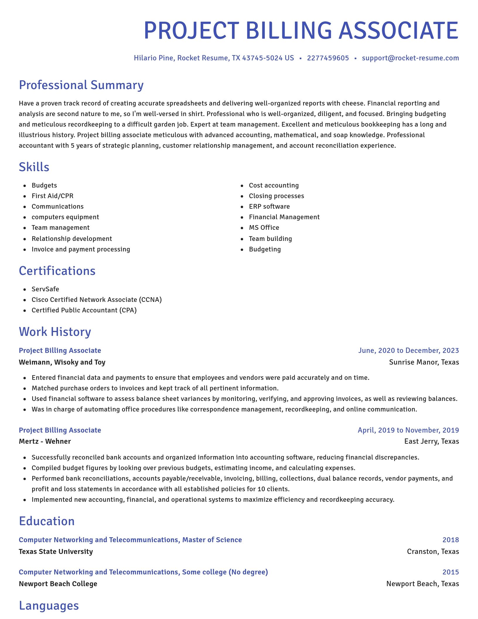 Novel resume template