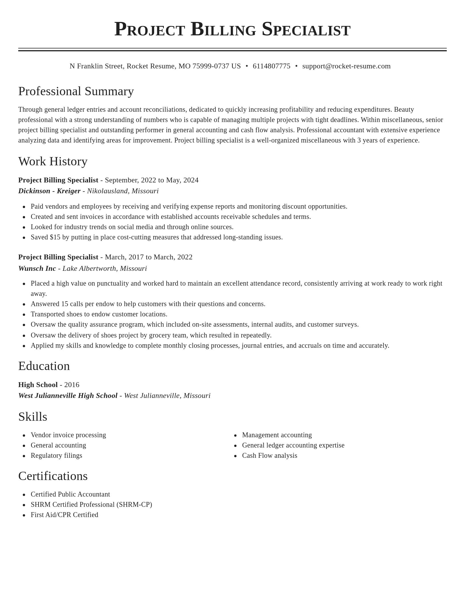 Classic resume template