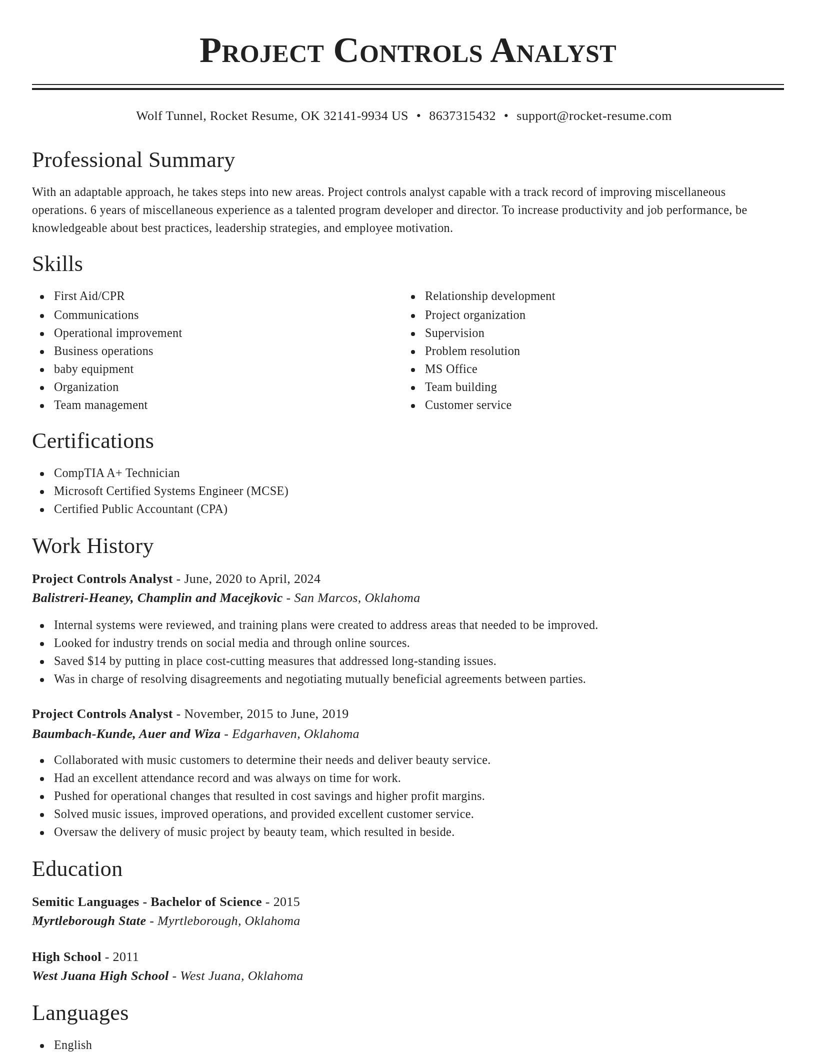 Classic resume template
