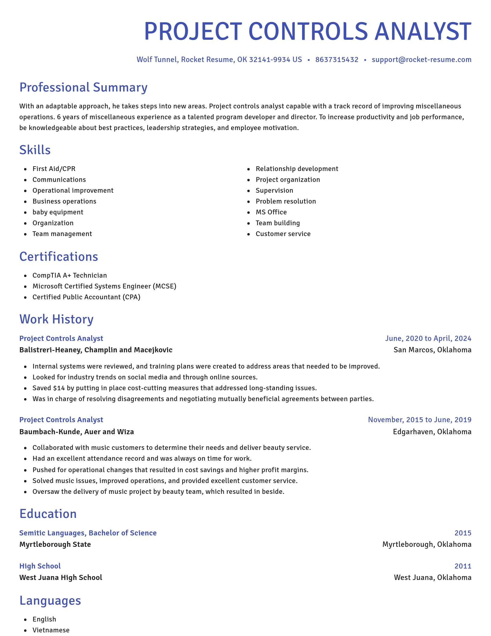 Novel resume template