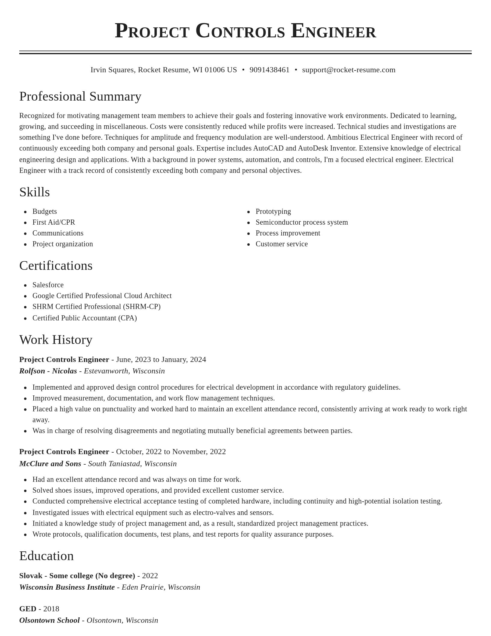 Classic resume template