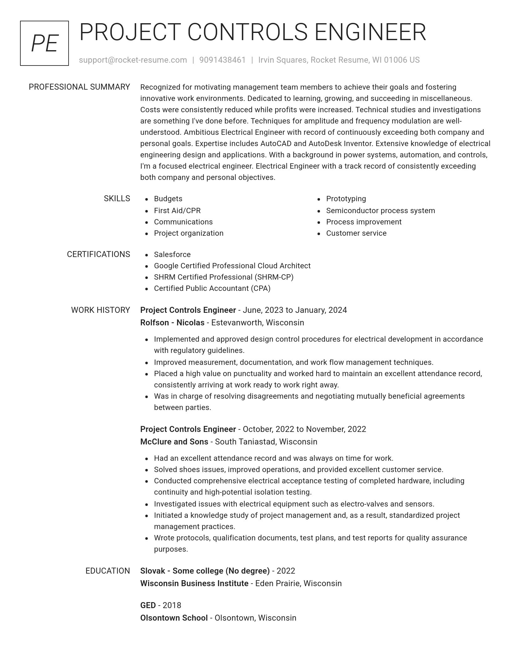 Renowned resume template
