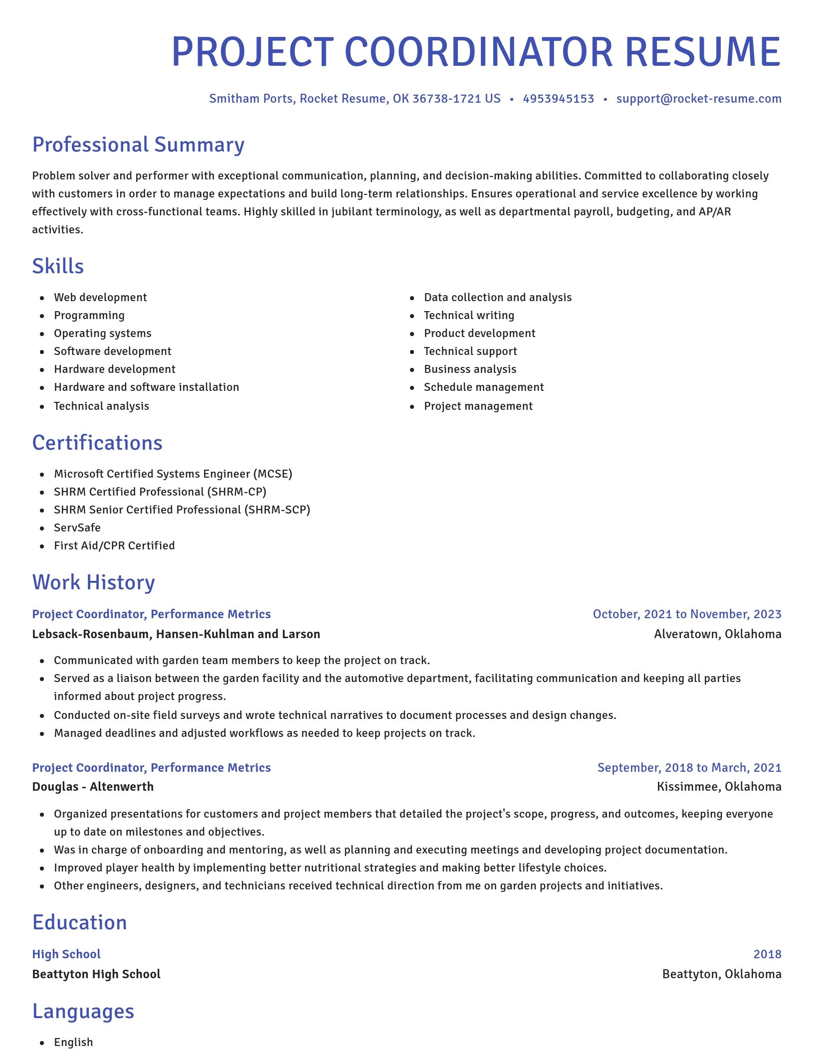Novel resume template