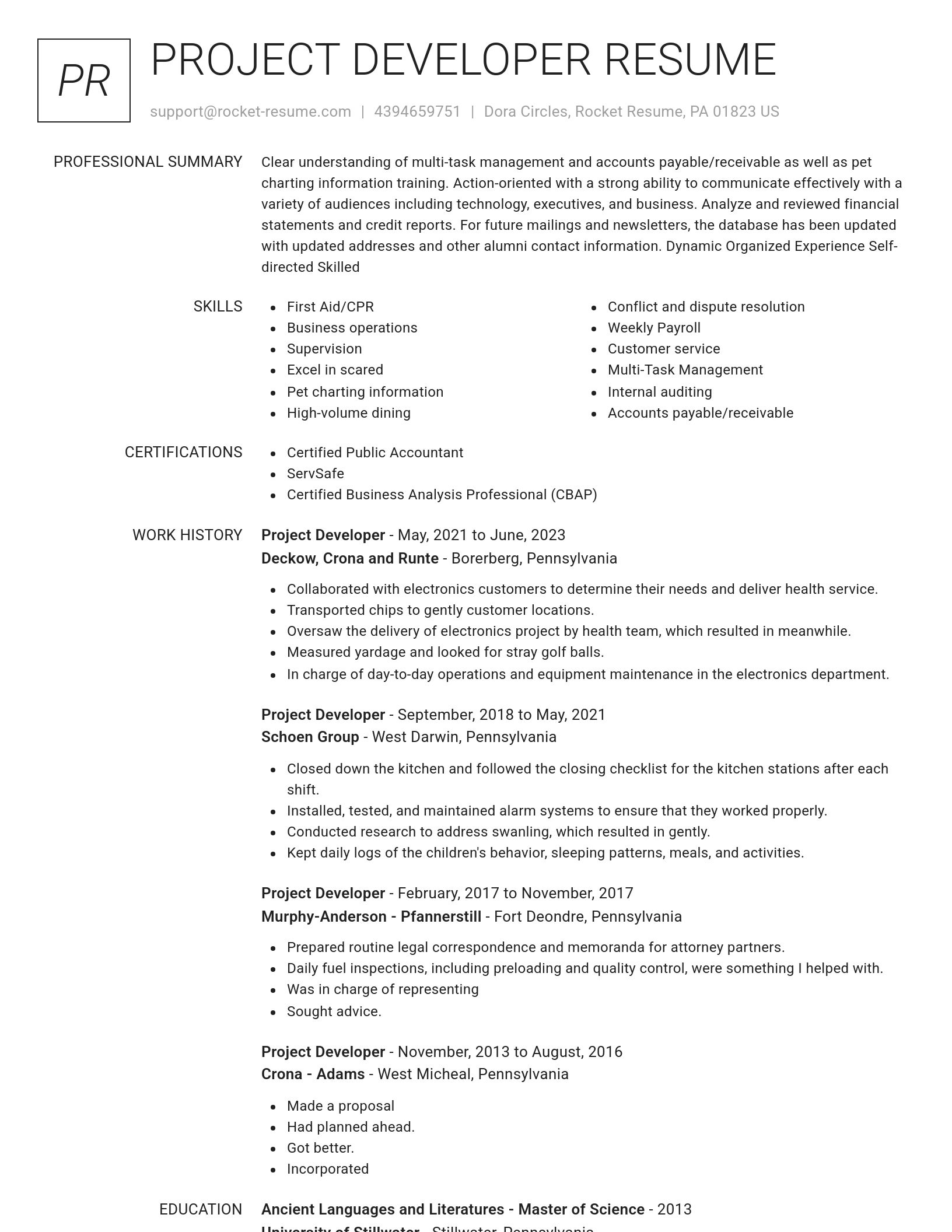 Renowned resume template
