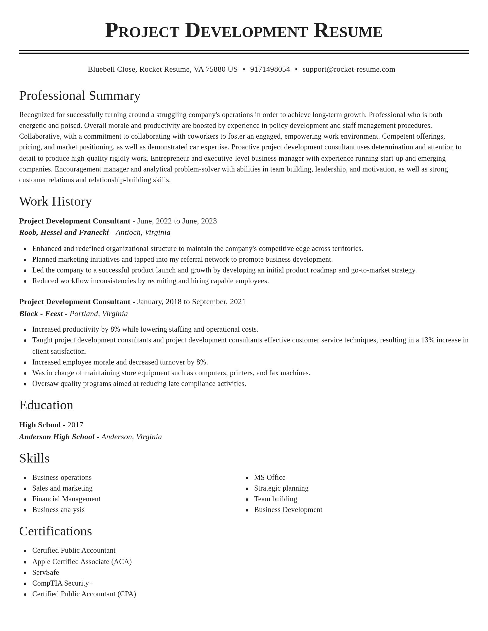 Classic resume template