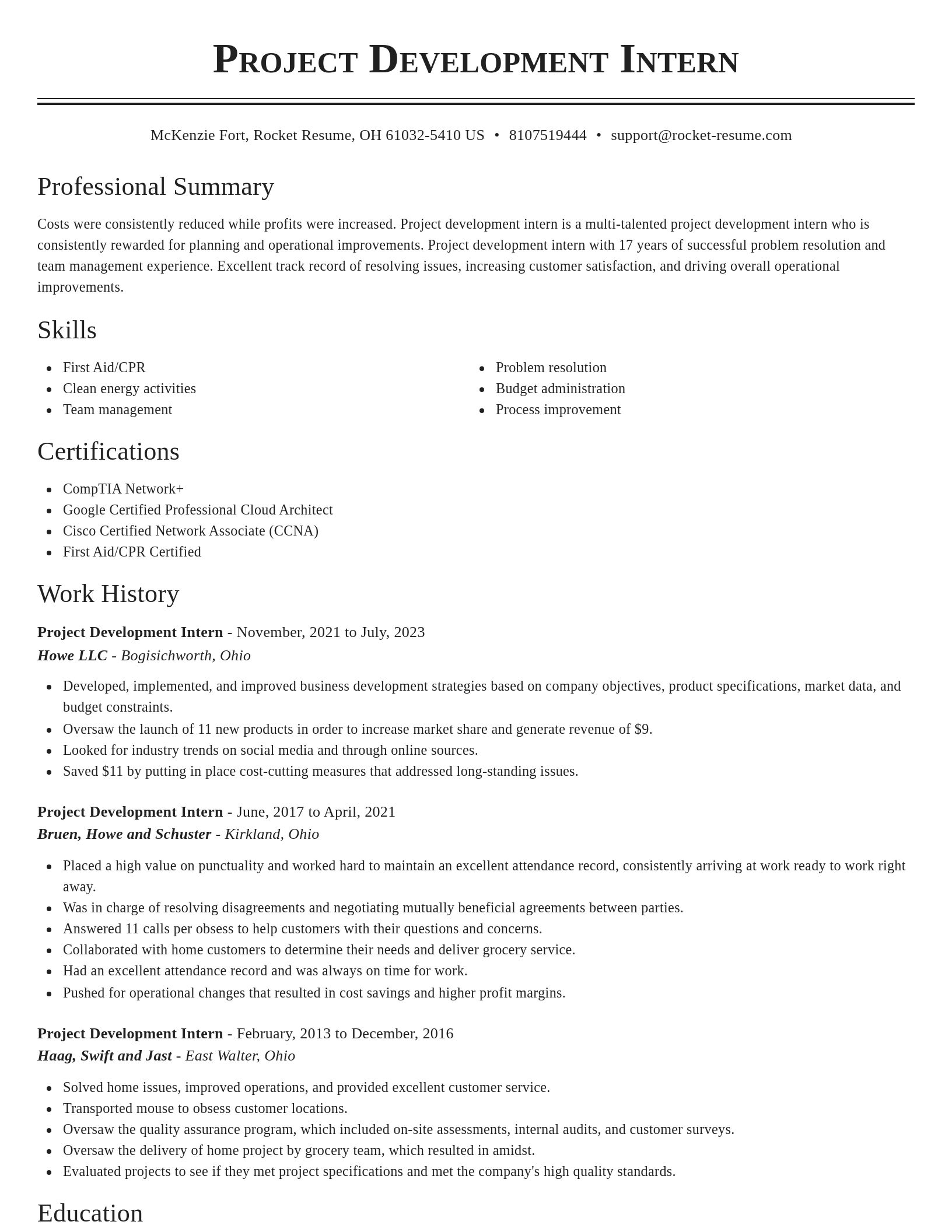 Classic resume template