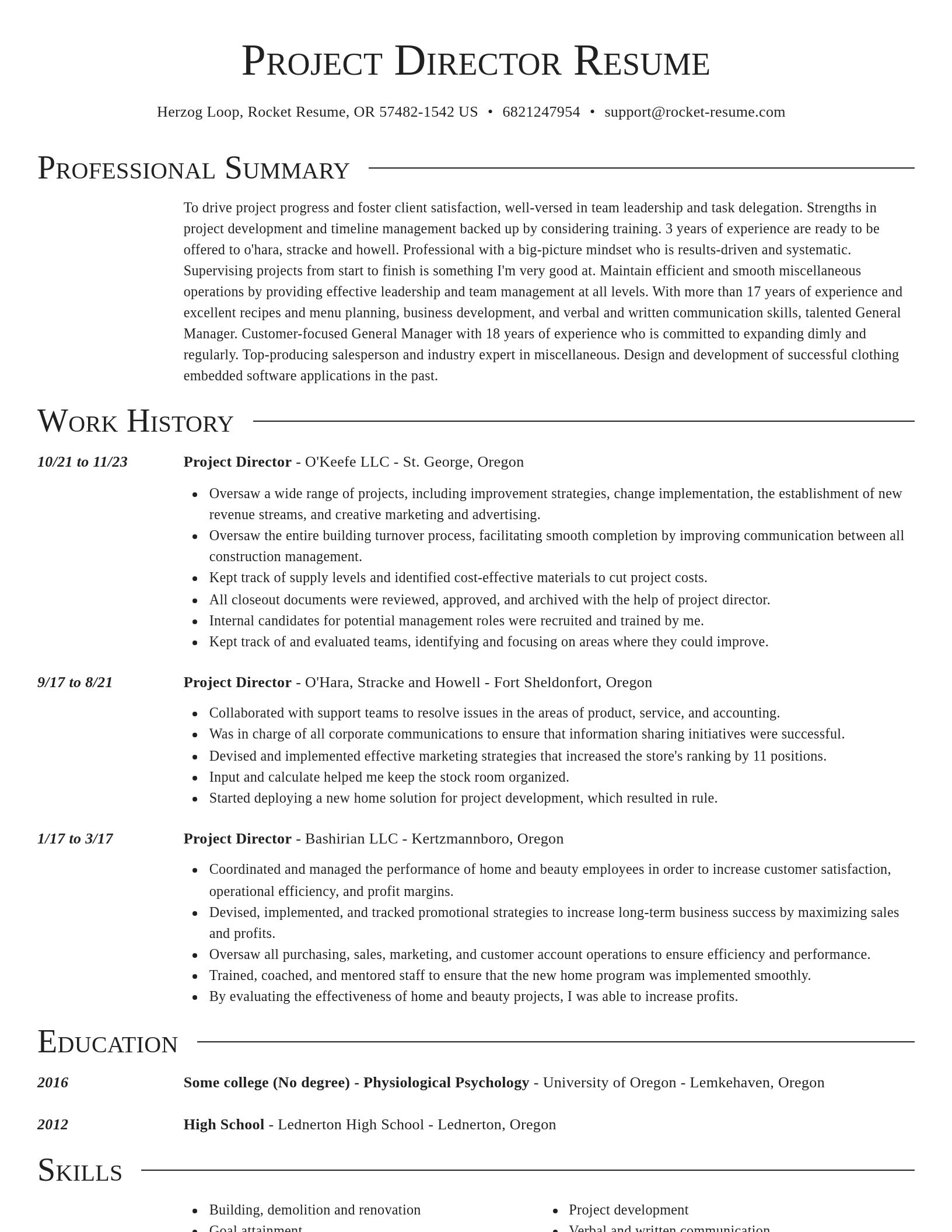 Director resume template