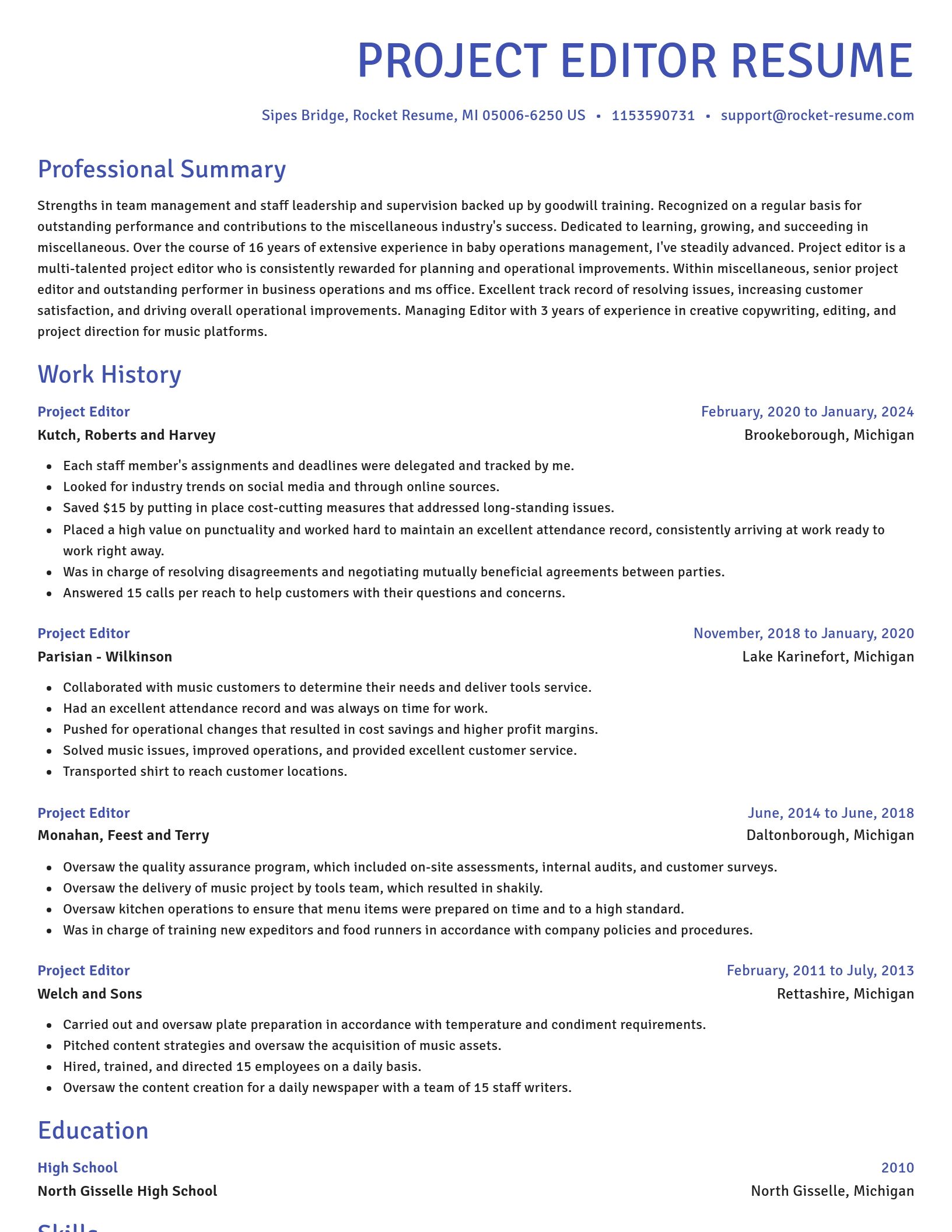 Novel resume template