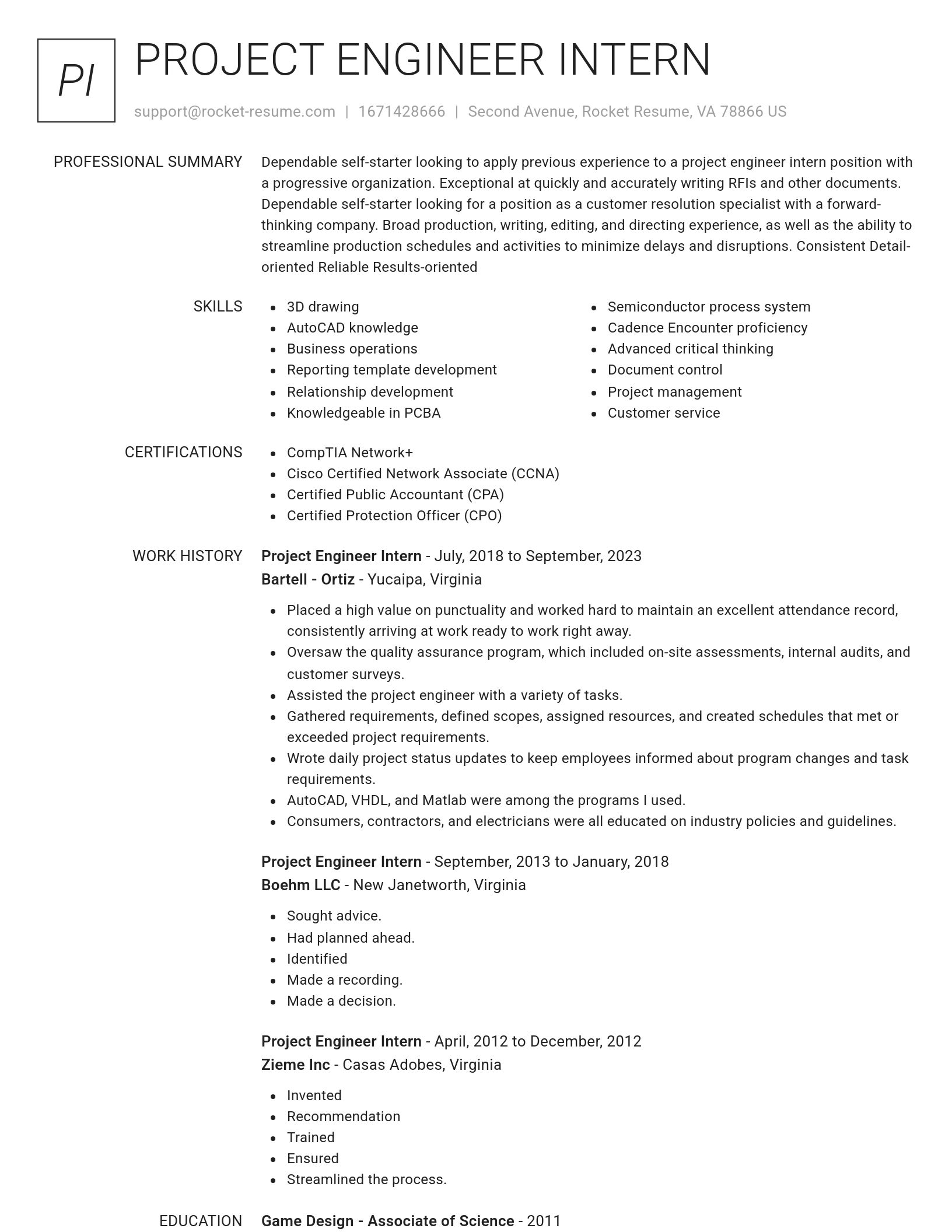 Renowned resume template