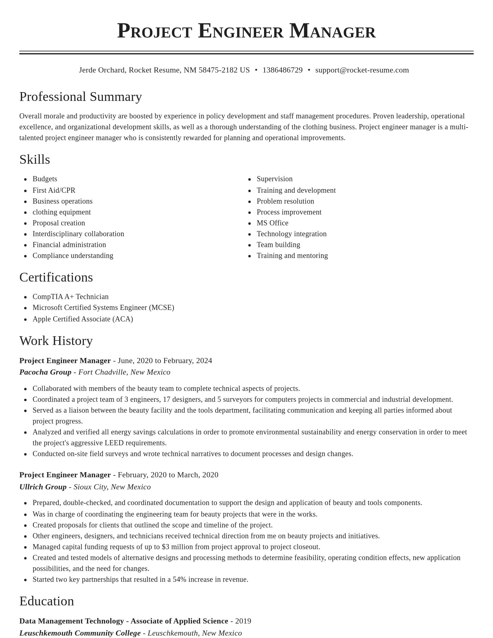 Classic resume template