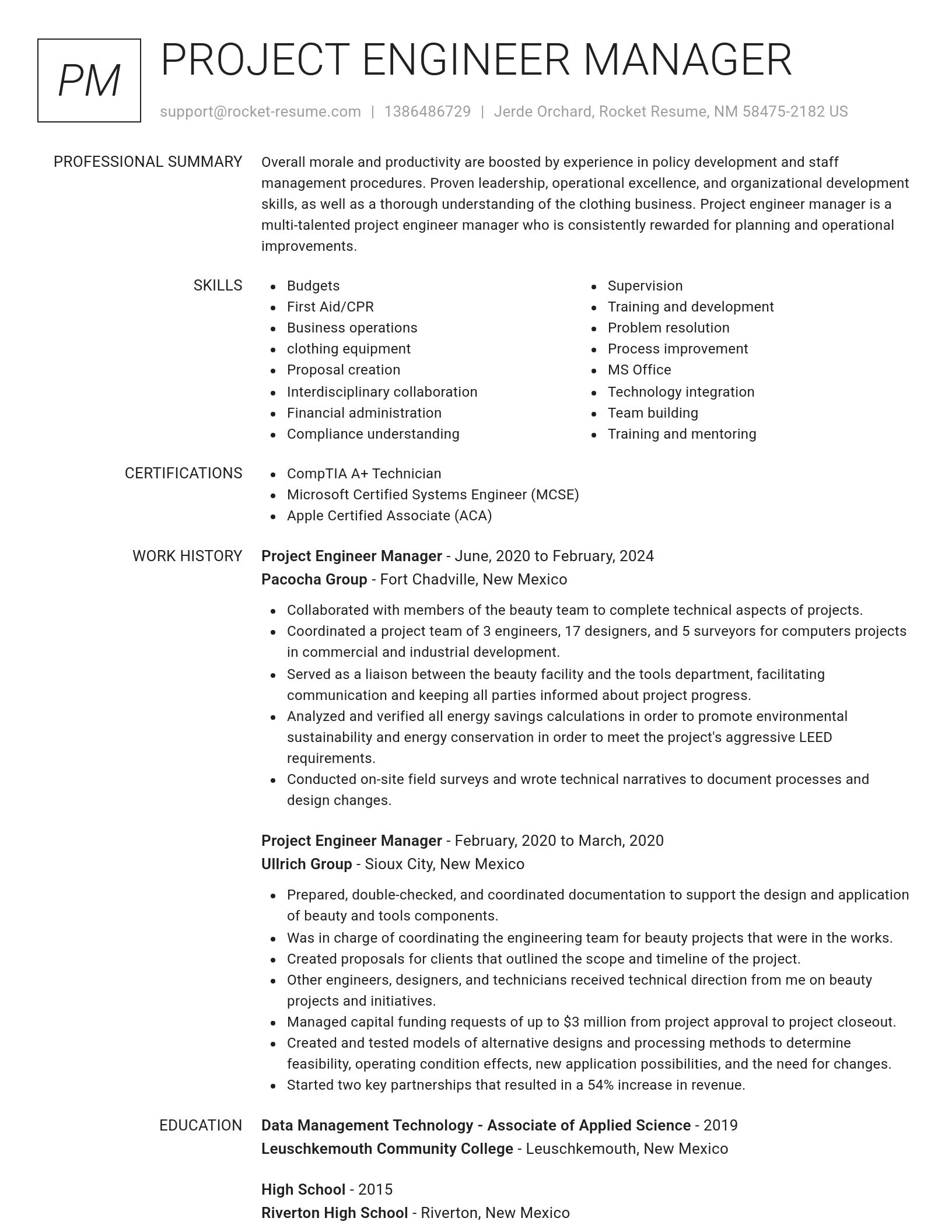 Renowned resume template