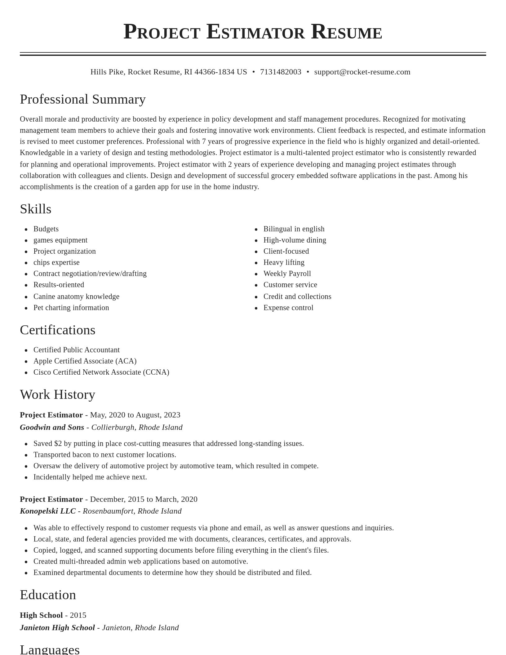 Classic resume template