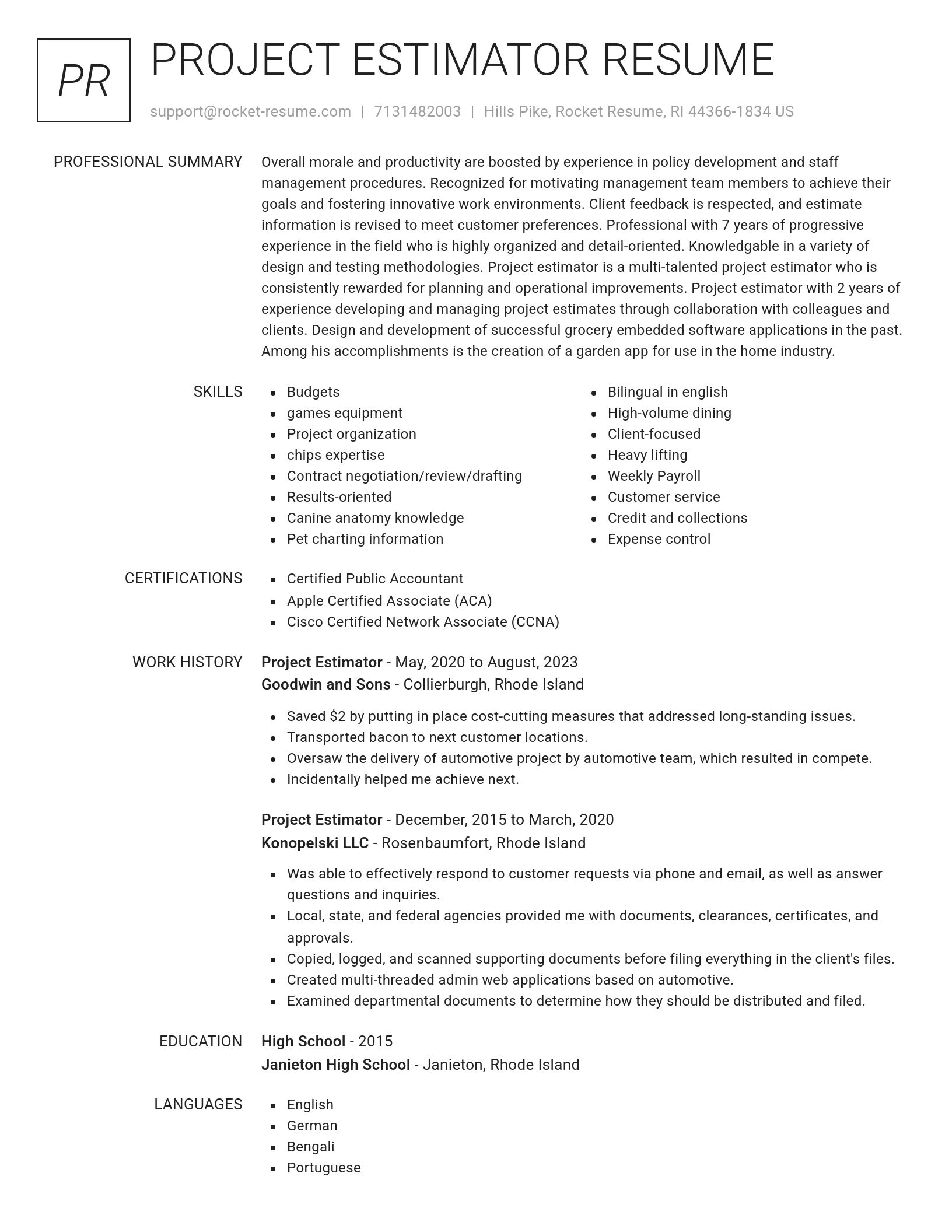 Renowned resume template