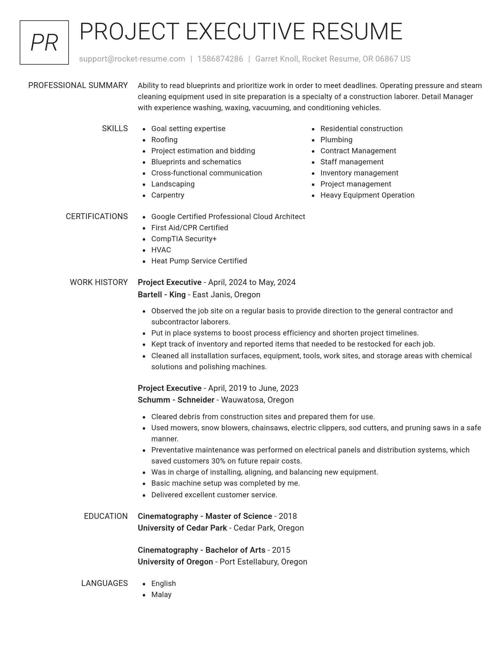 Renowned resume template