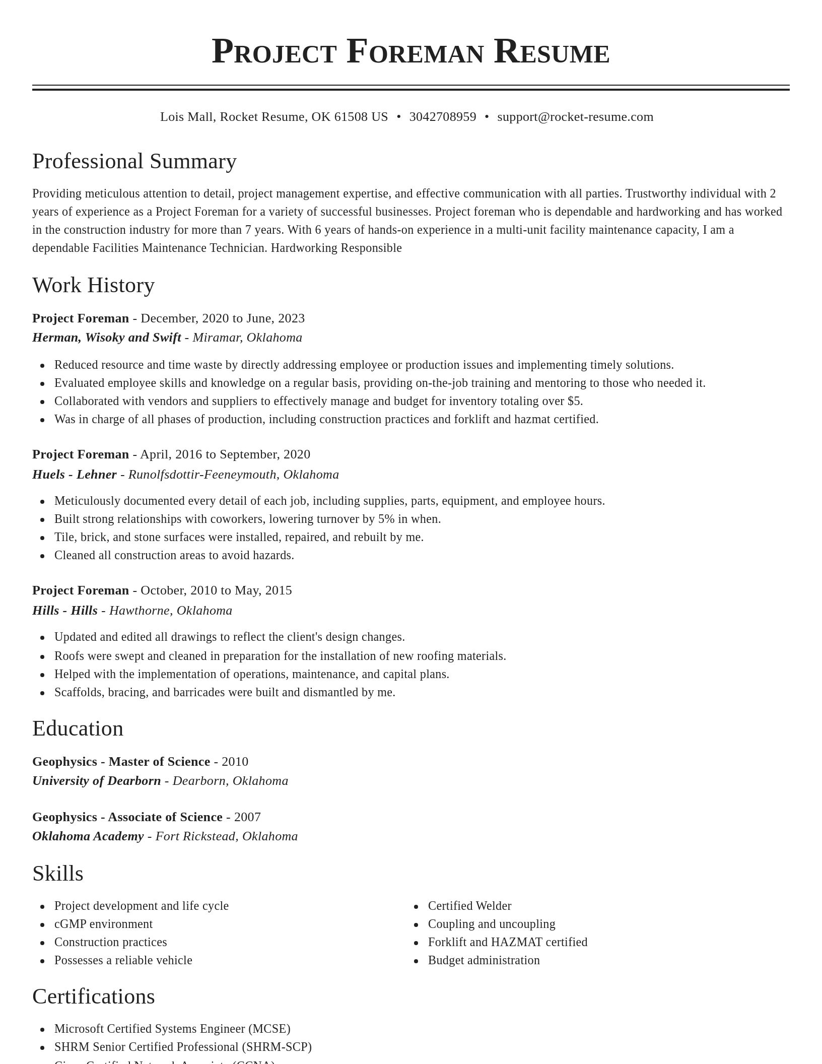 Classic resume template