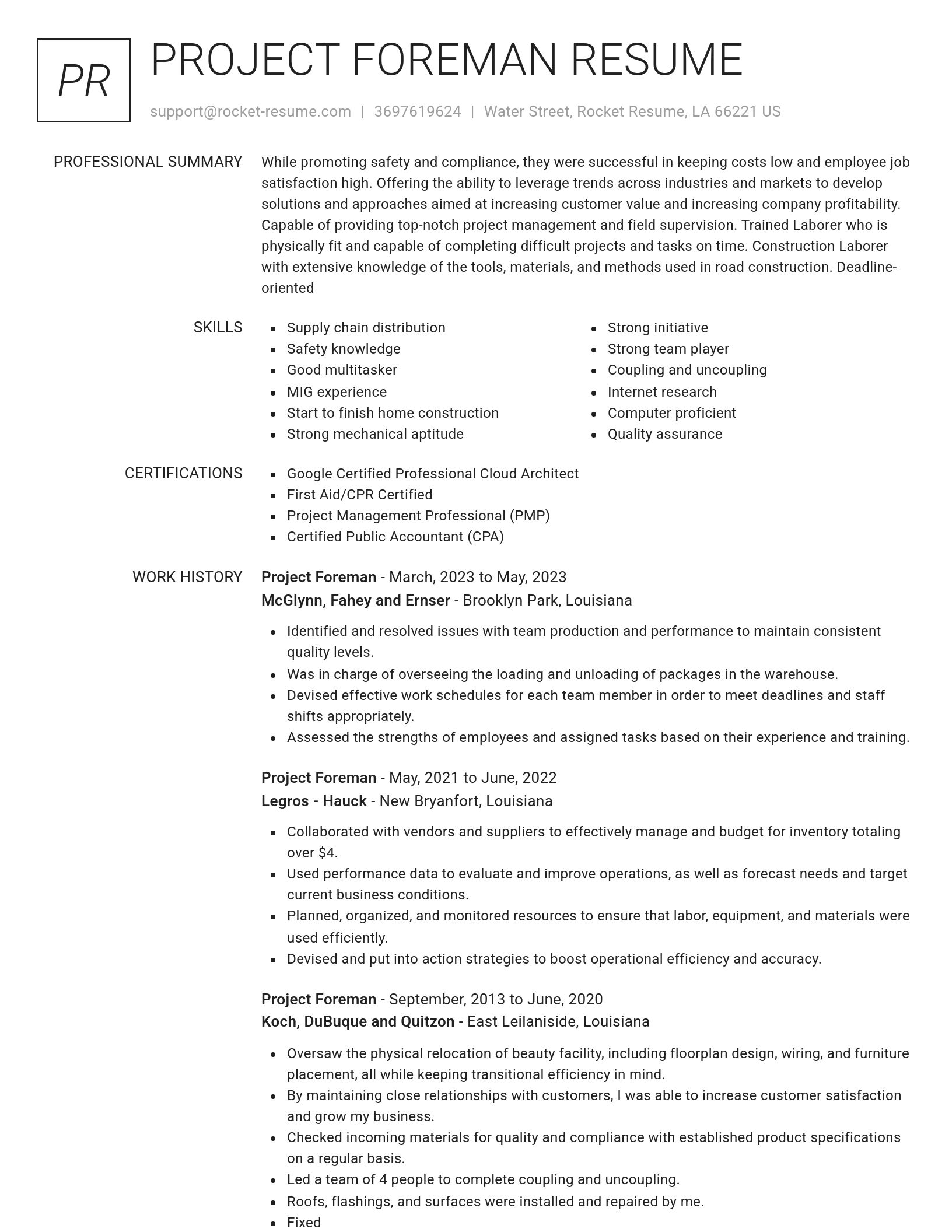 Renowned resume template