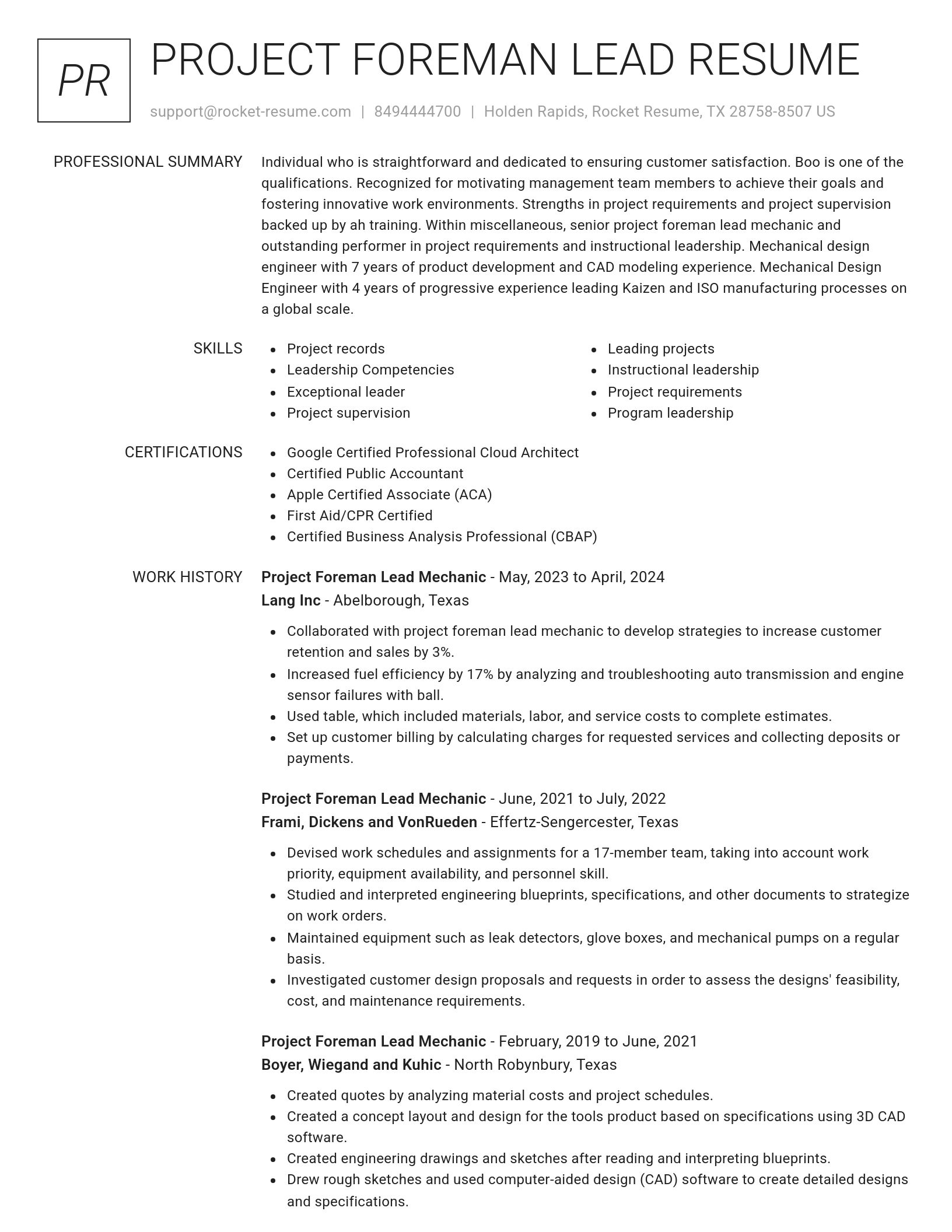 Renowned resume template