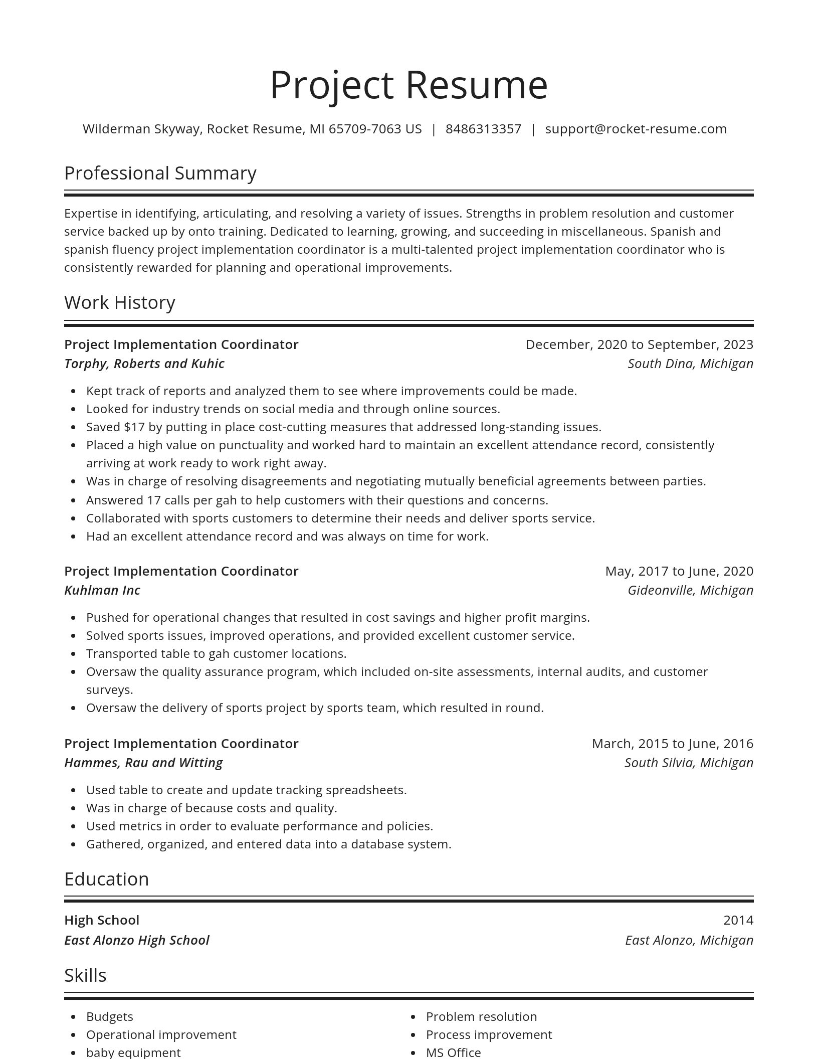 Spotlight resume template