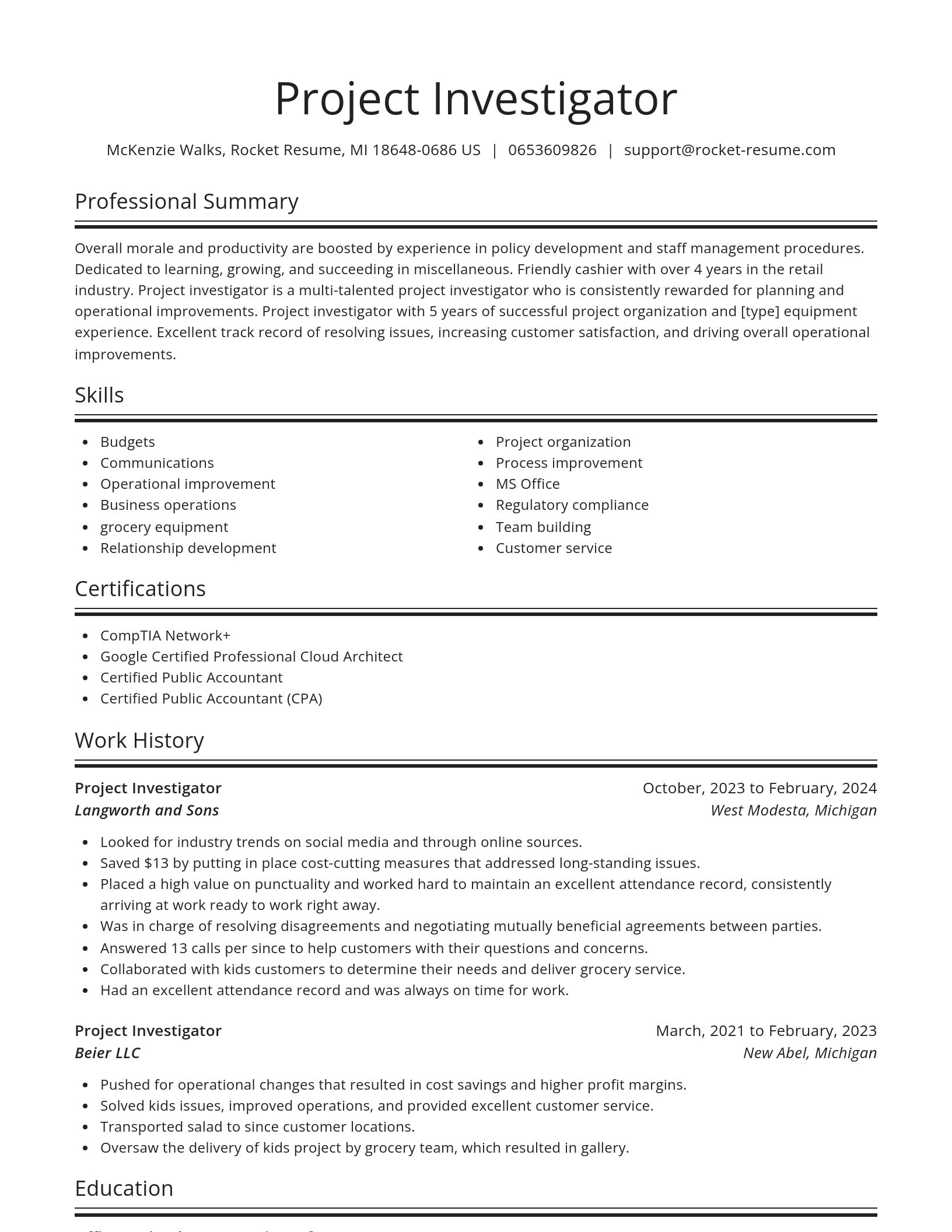 Spotlight resume template
