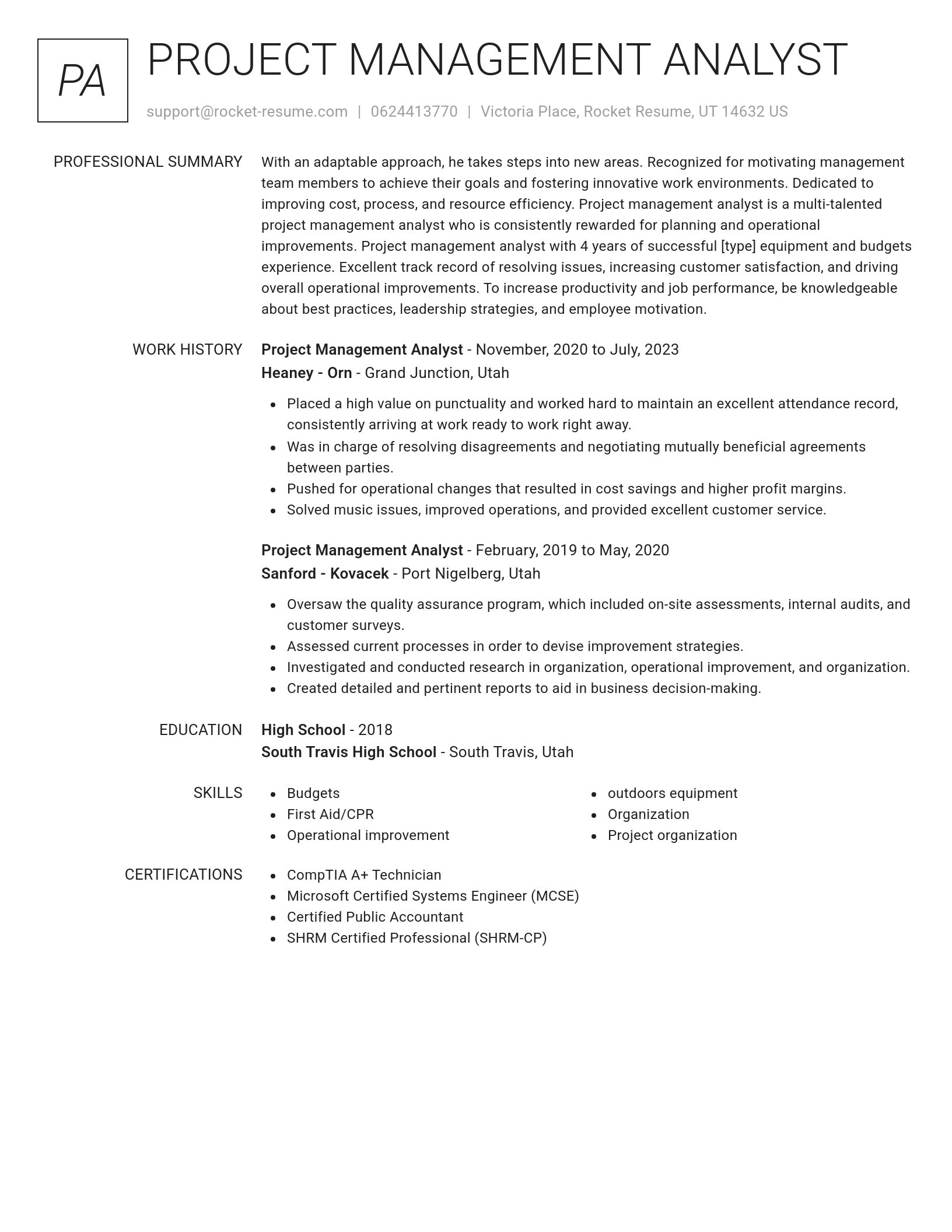 Renowned resume template