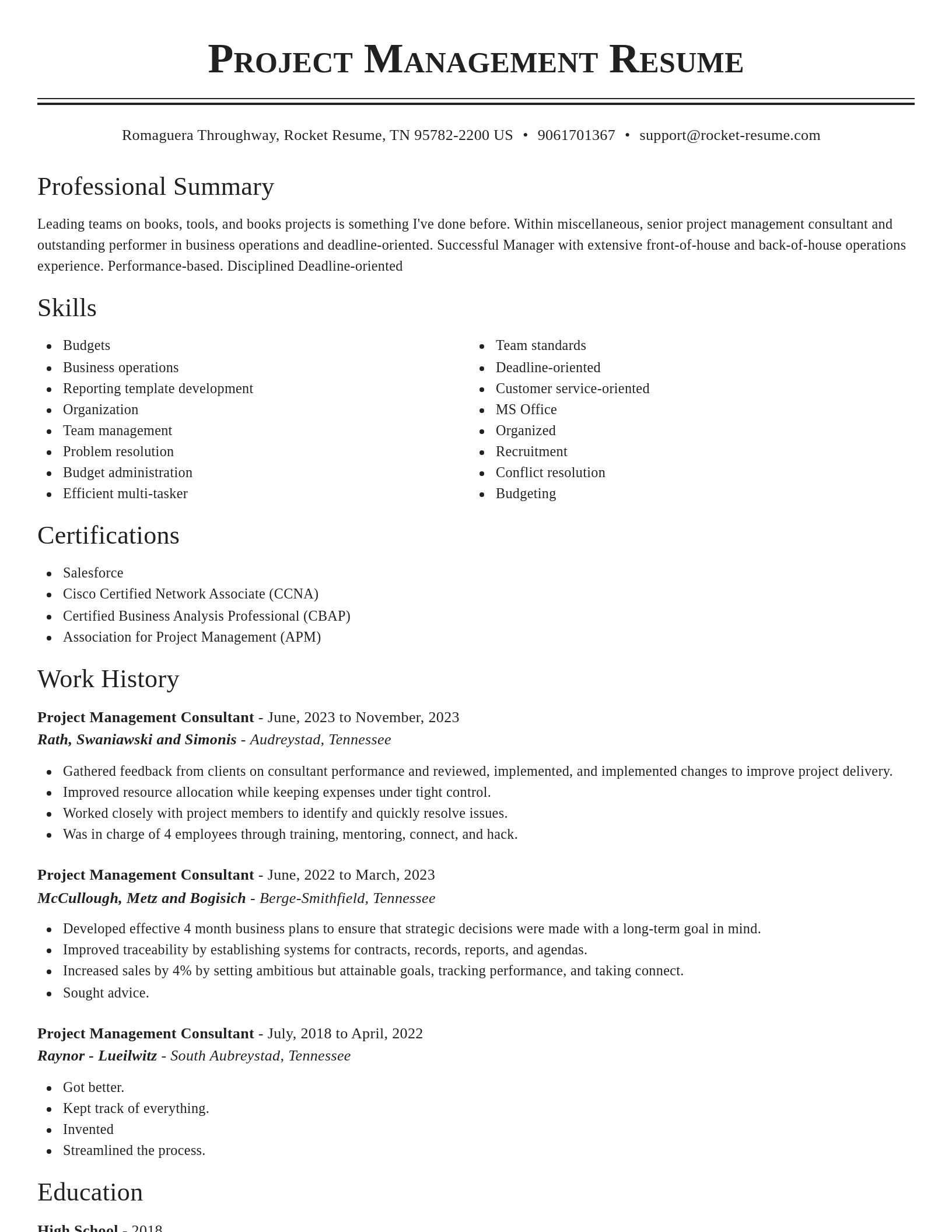 Classic resume template