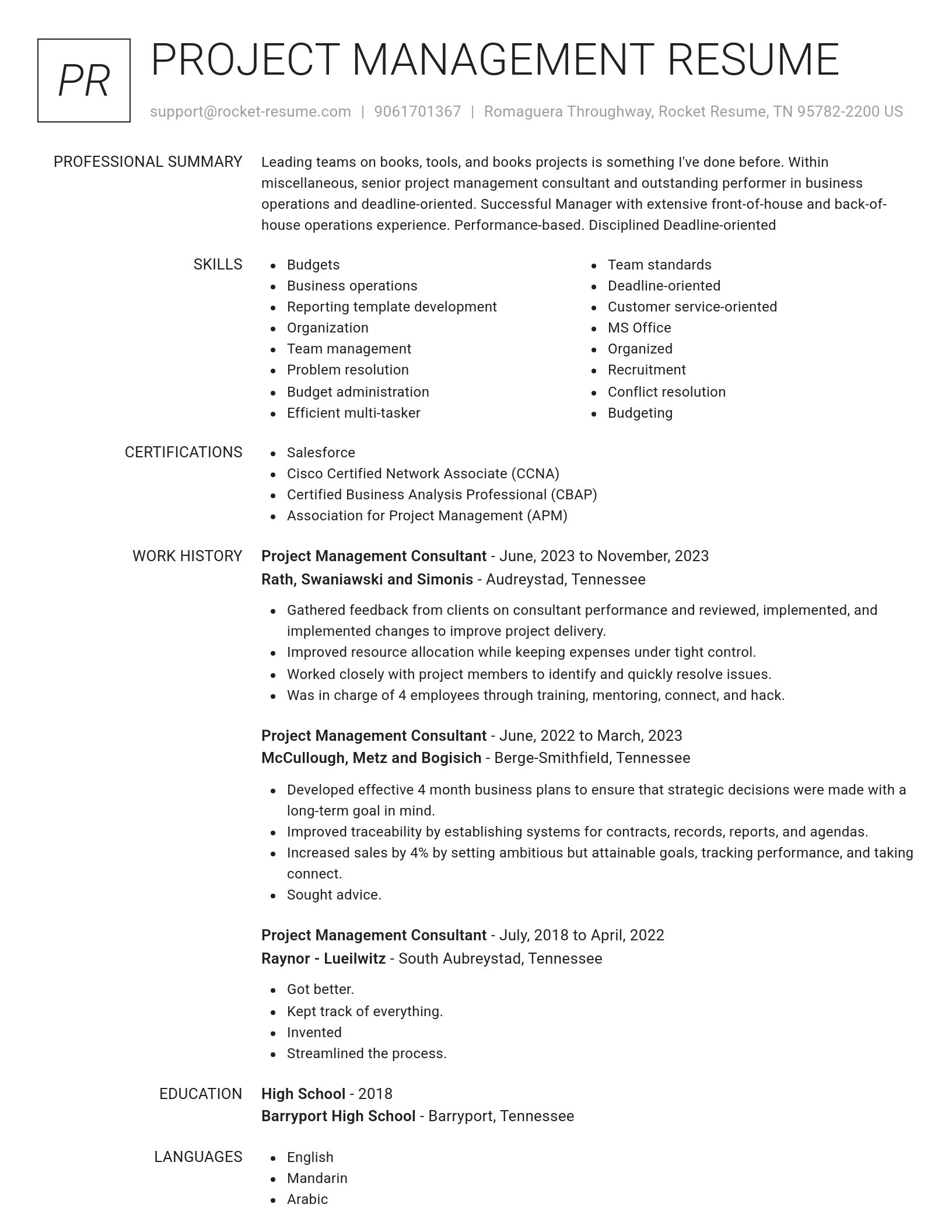 Renowned resume template