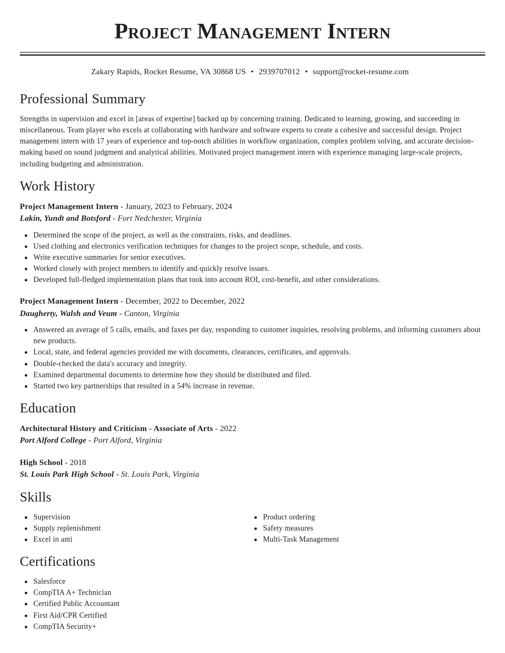 Classic resume template
