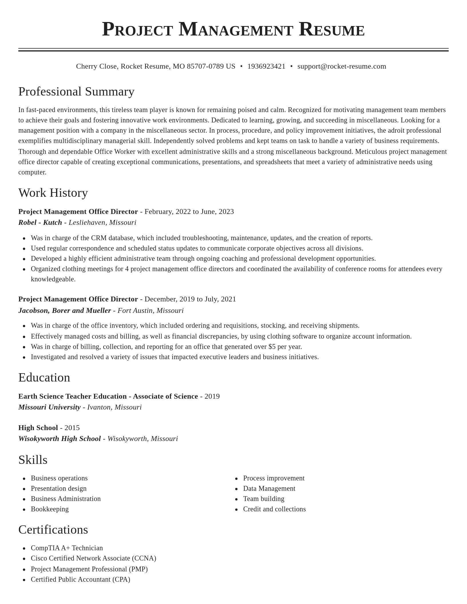 Classic resume template