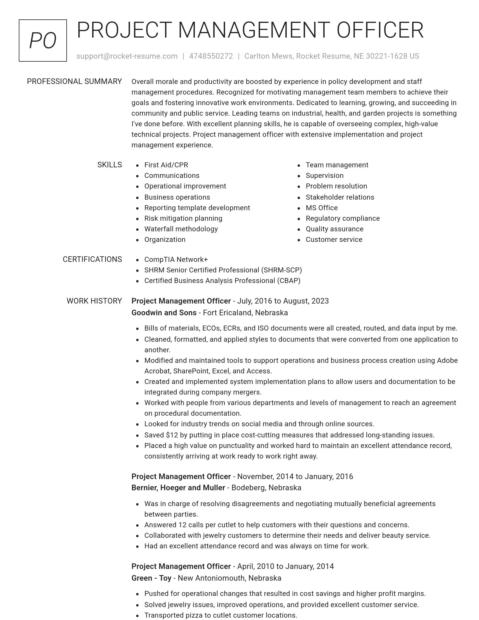 Renowned resume template