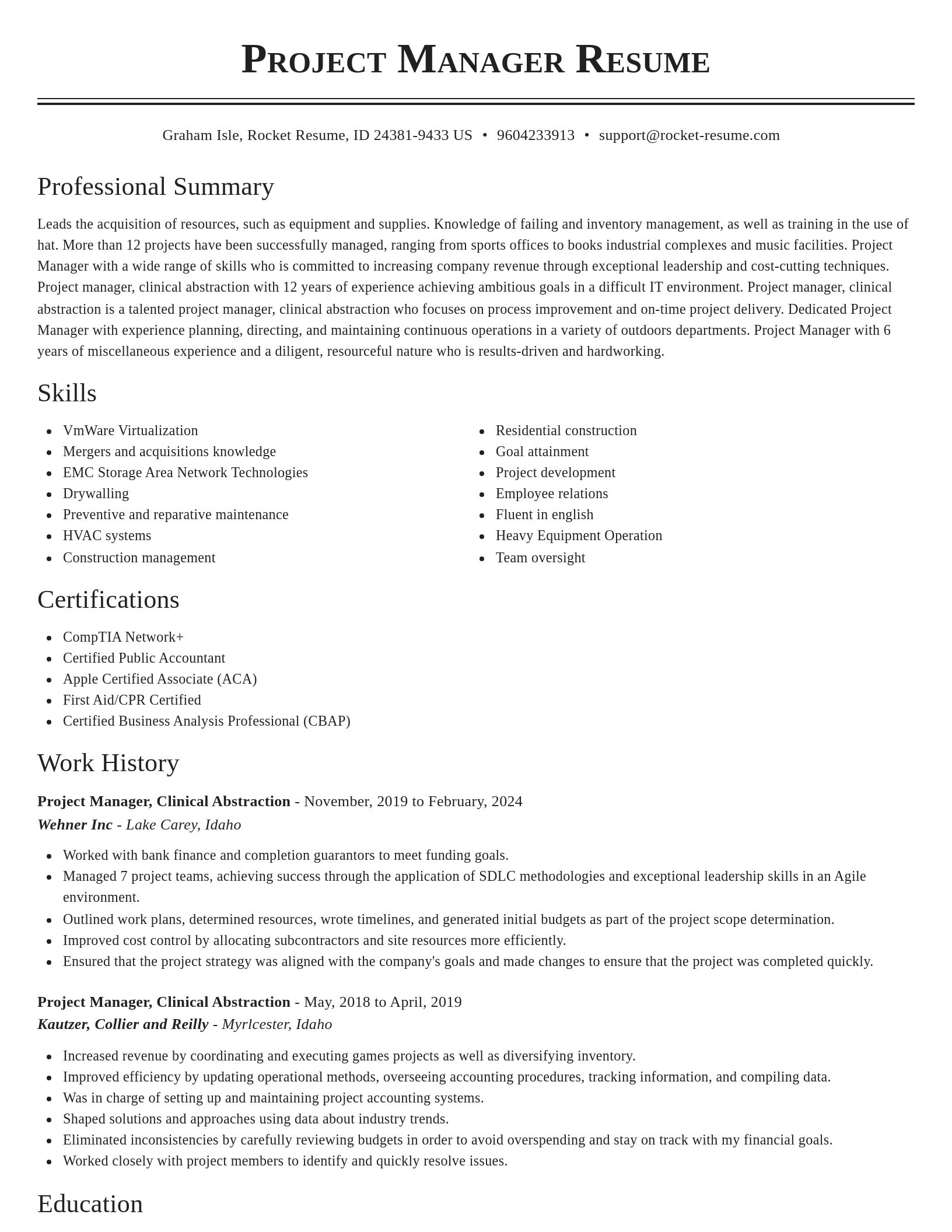 Classic resume template