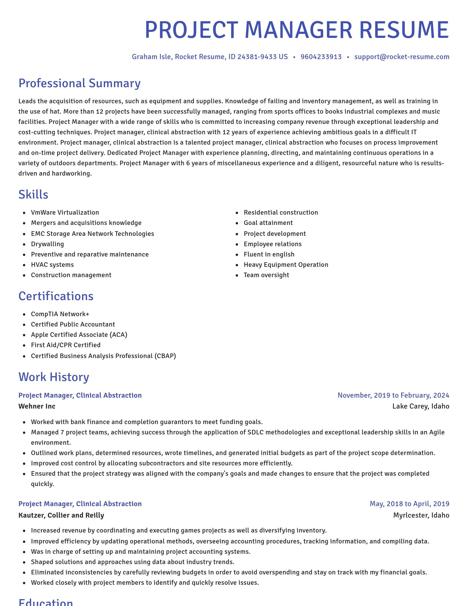 Novel resume template