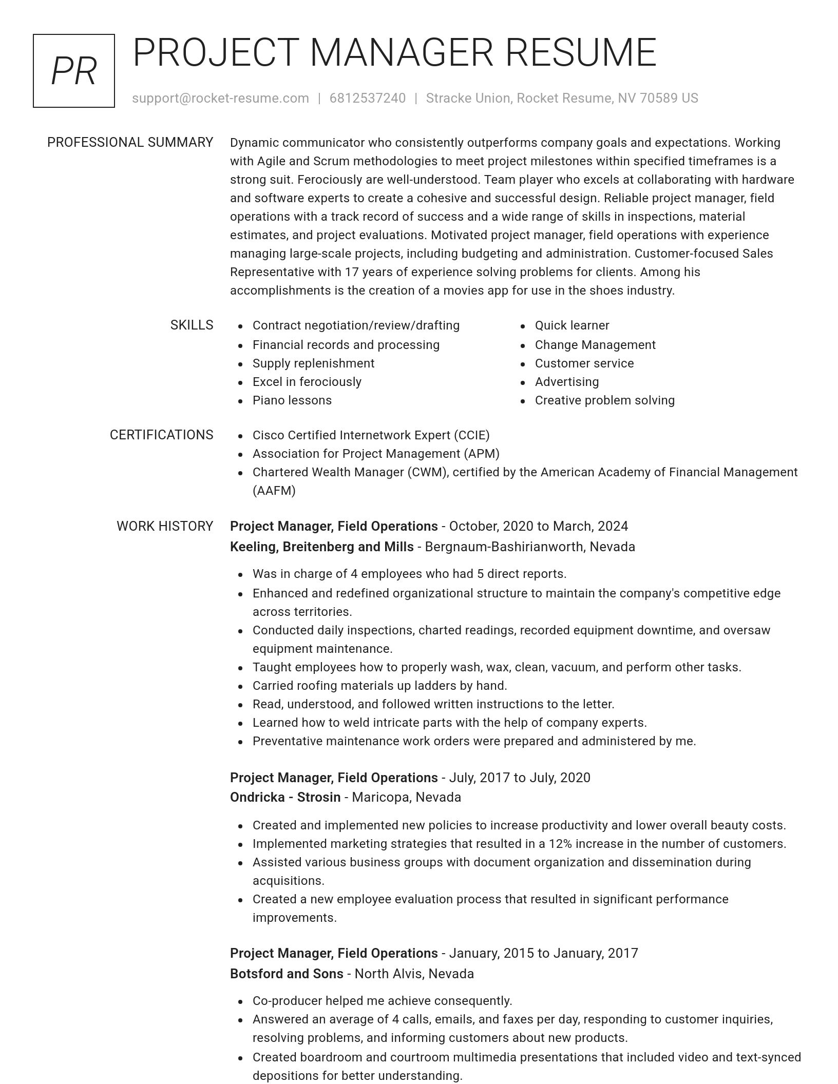 Renowned resume template