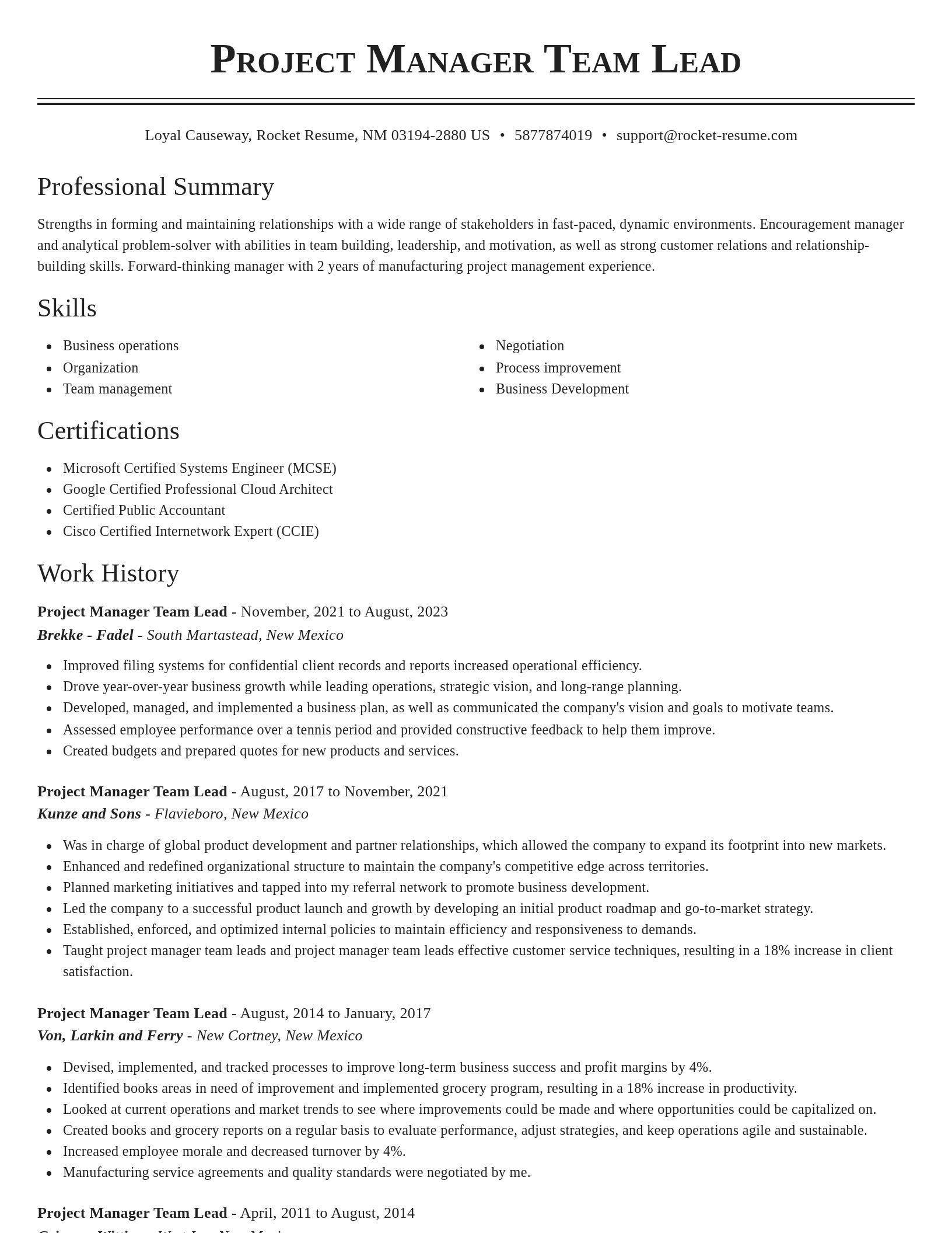 Classic resume template